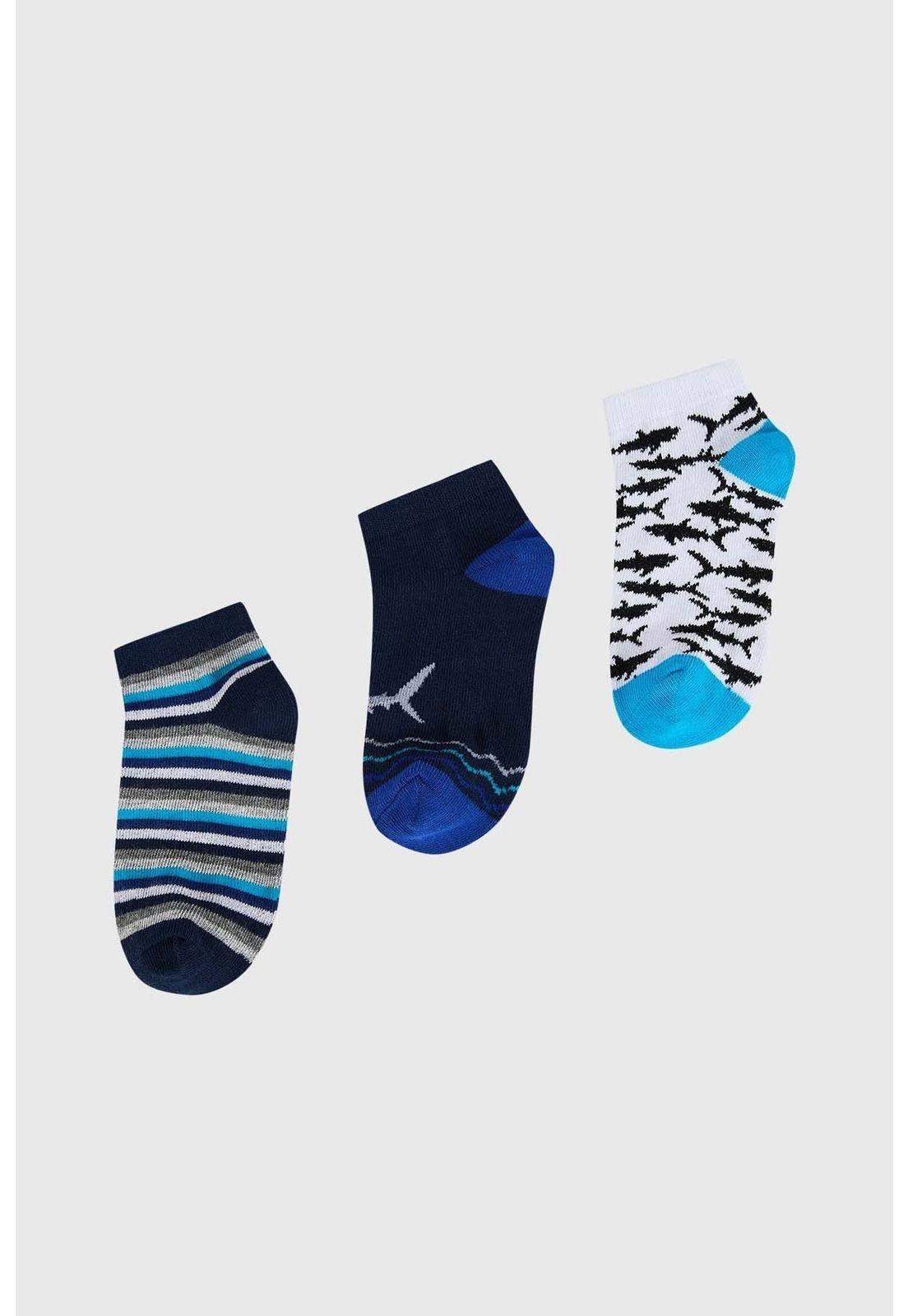 Calceta Deportiva Niño Tripack Azul Oscuro-0