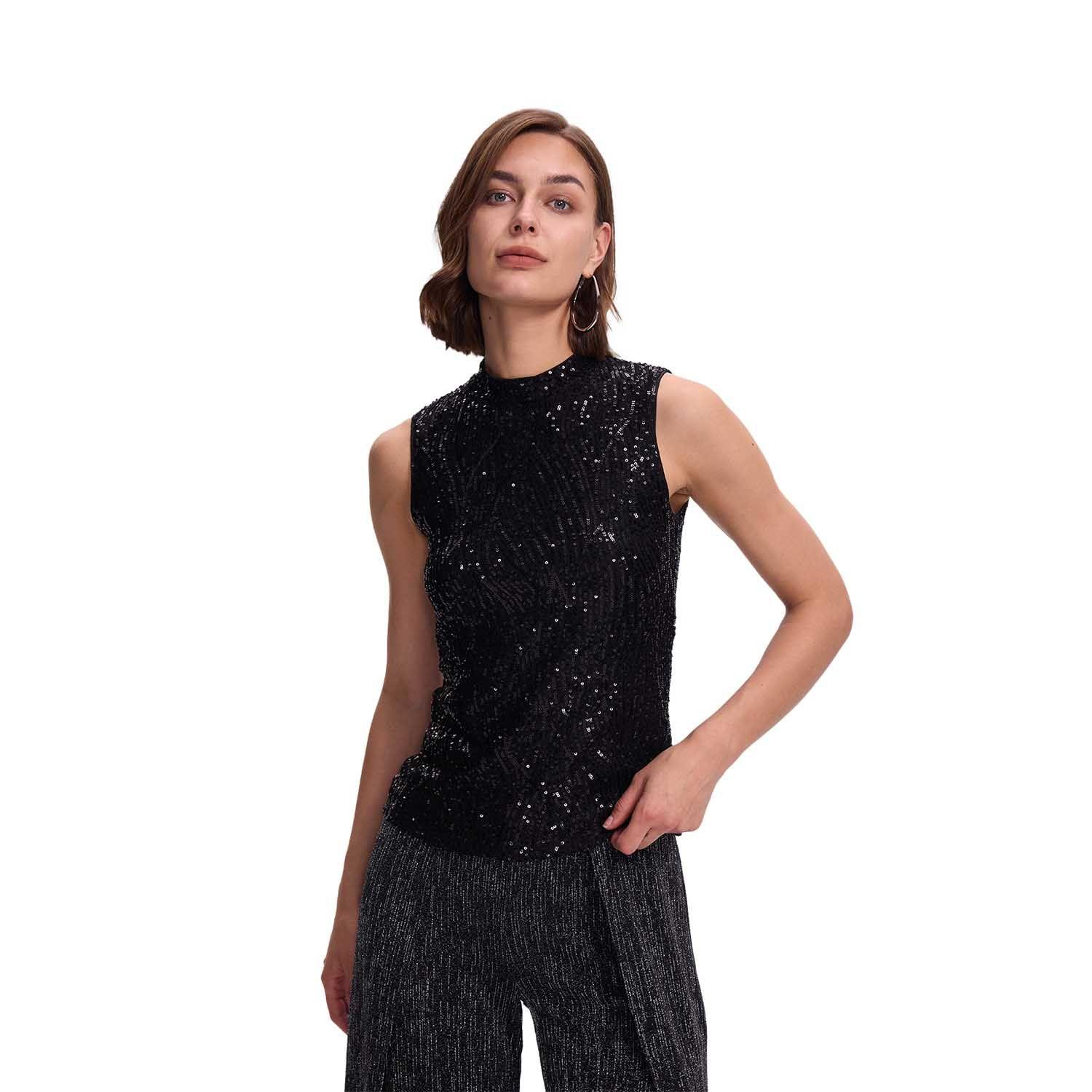 Polera Mujer Lentejuelas Negro I Fashion's Park-0