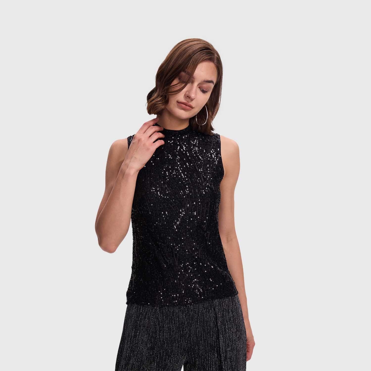 Polera Mujer Lentejuelas Negro I Fashion's Park-1