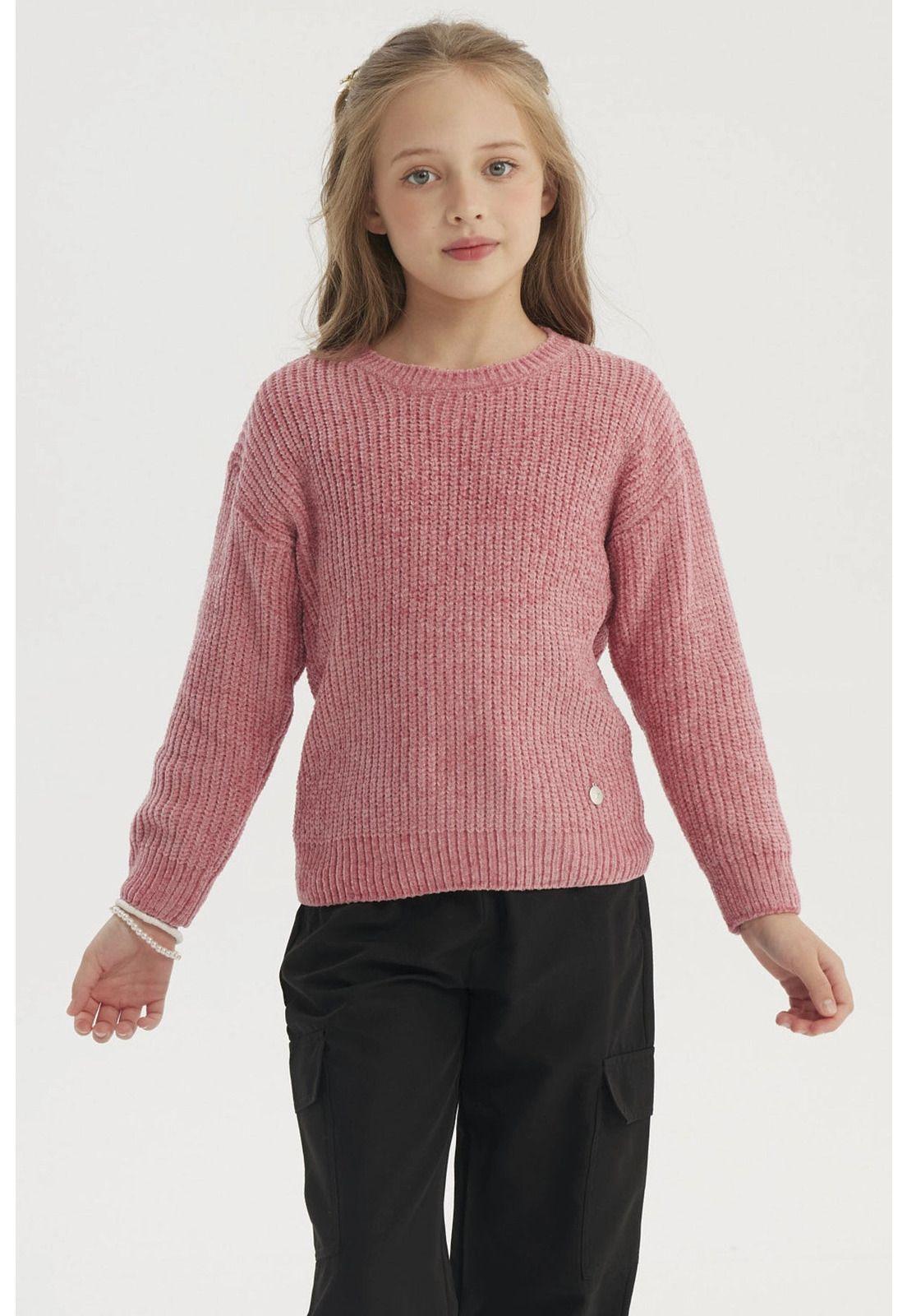 Sweater Niña Chenille Rosado-0