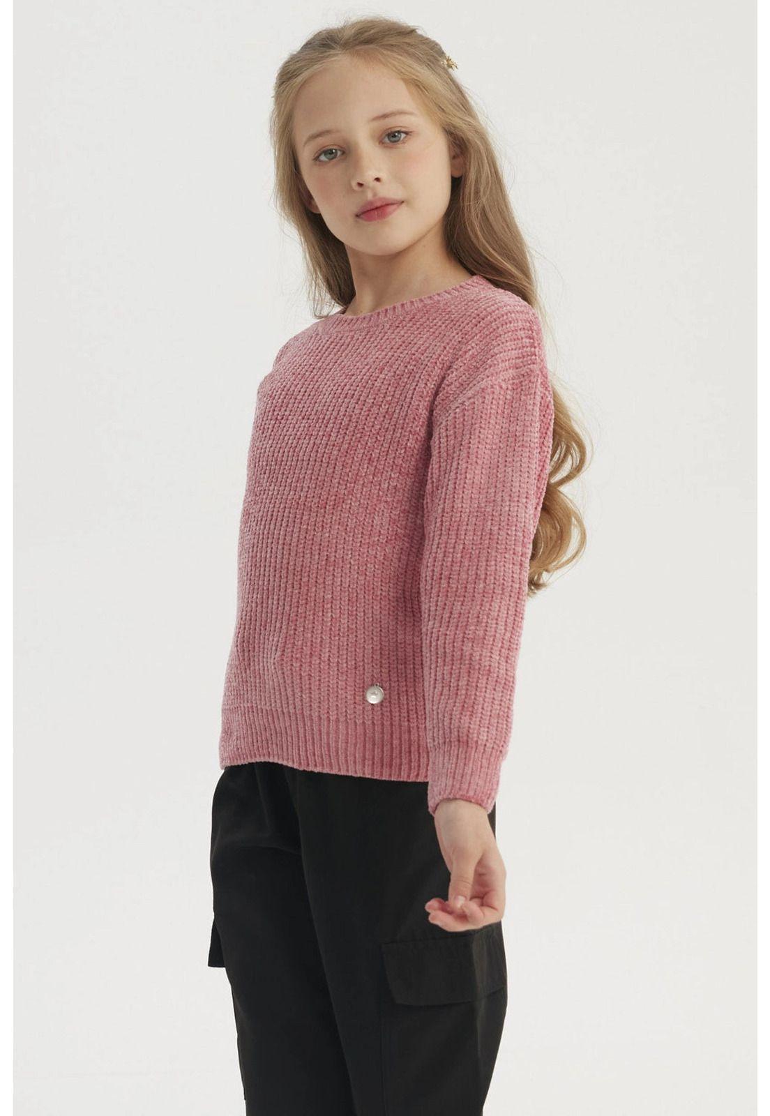 Sweater Niña Chenille Rosado-1