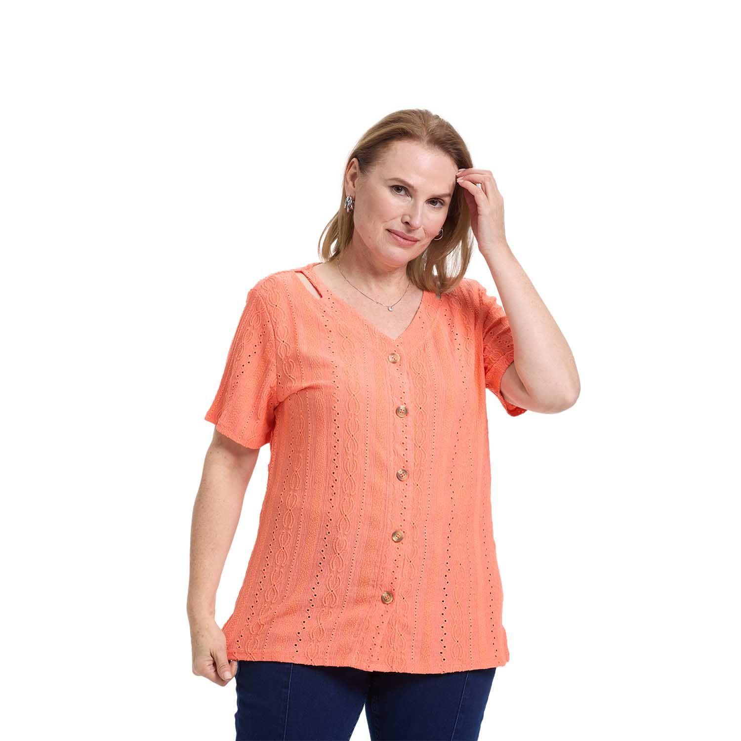 Polera Mujer Lisa Abotonada Damasco Fashion's Park-0