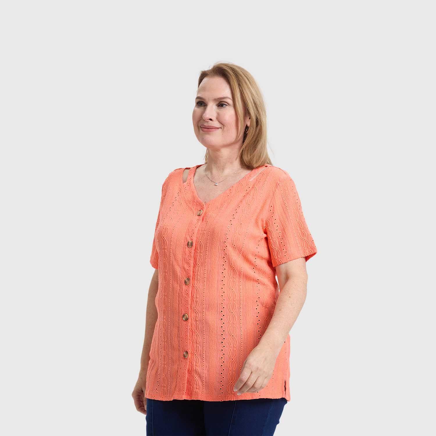 Polera Mujer Lisa Abotonada Damasco Fashion's Park-1