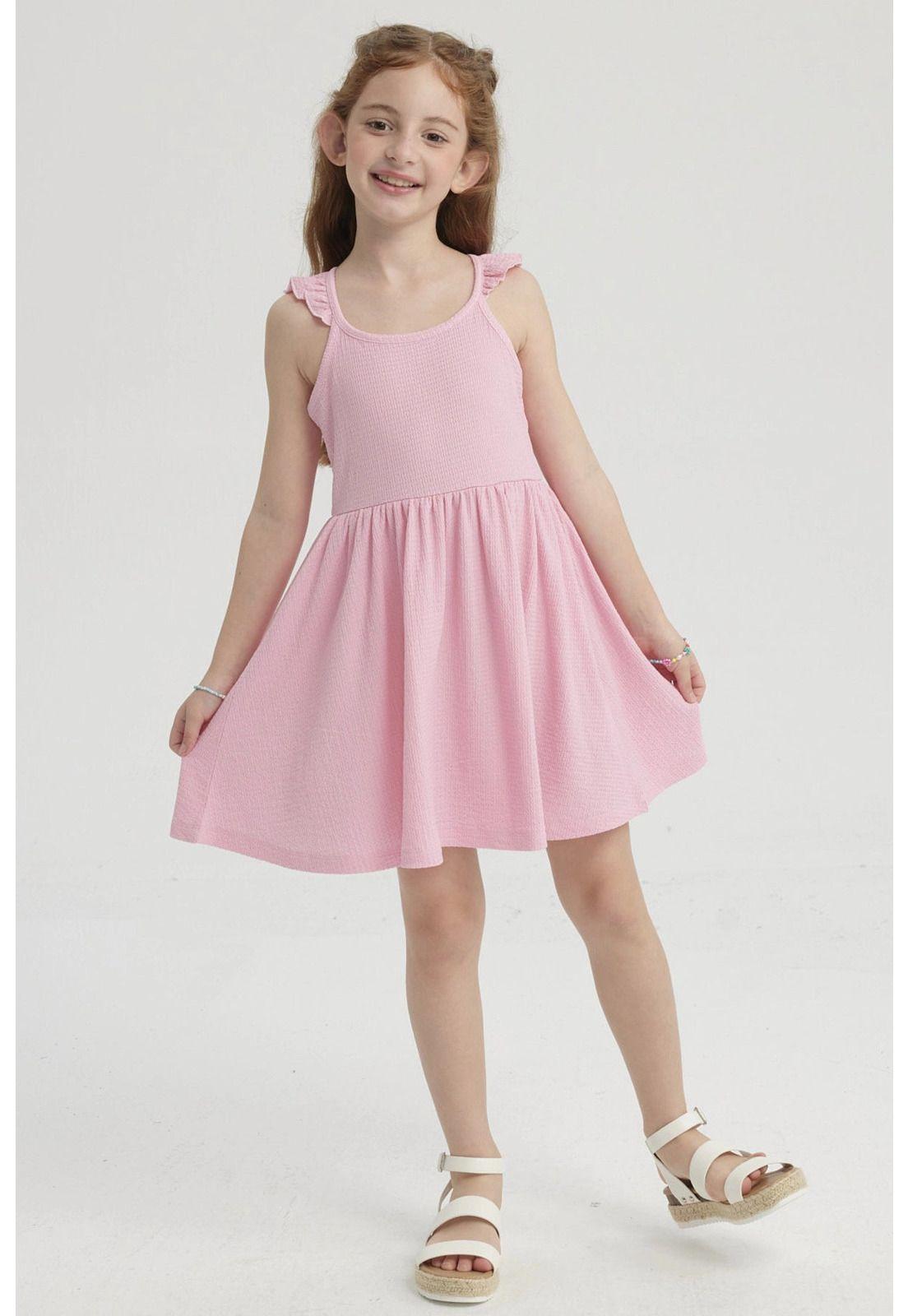 Vestido Niña Crep Rosado-0