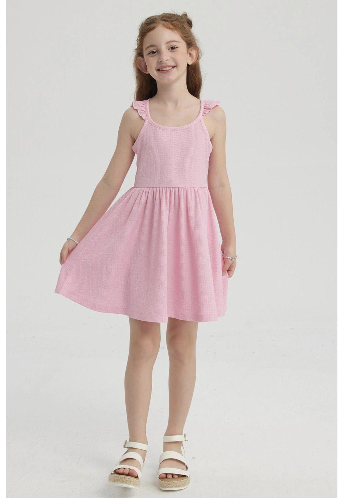 Vestido Niña Crep Rosado-1