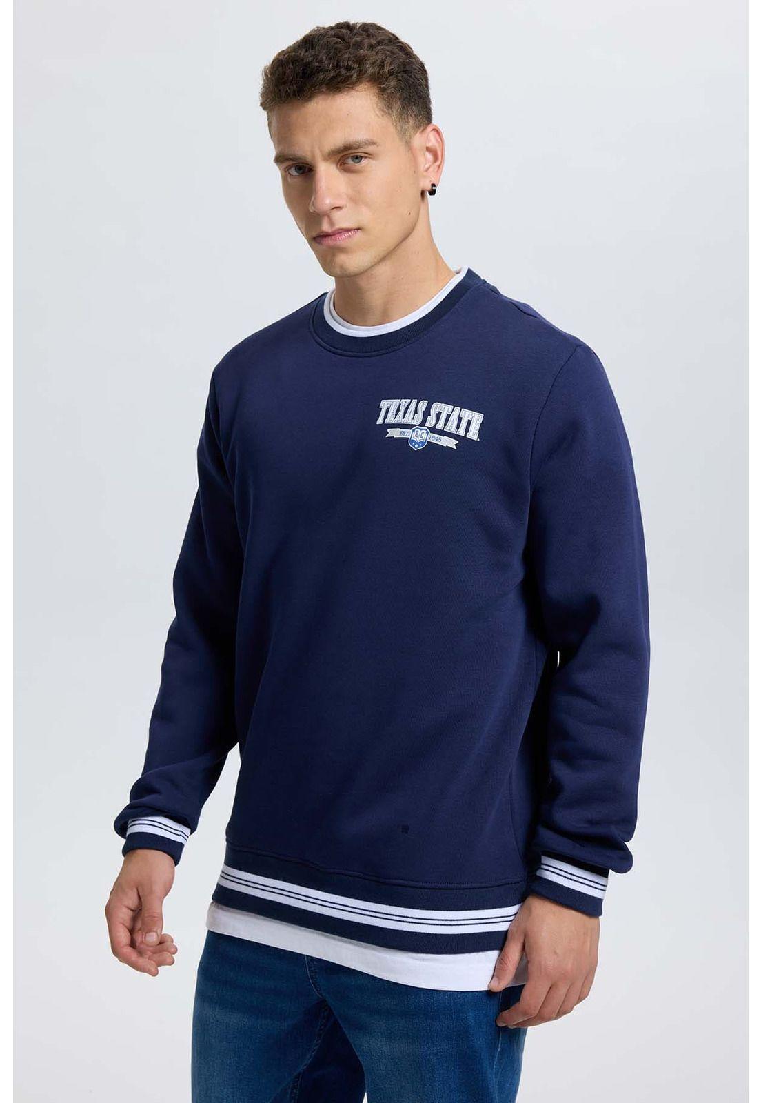 Polerón Hombre Print College Azul-1