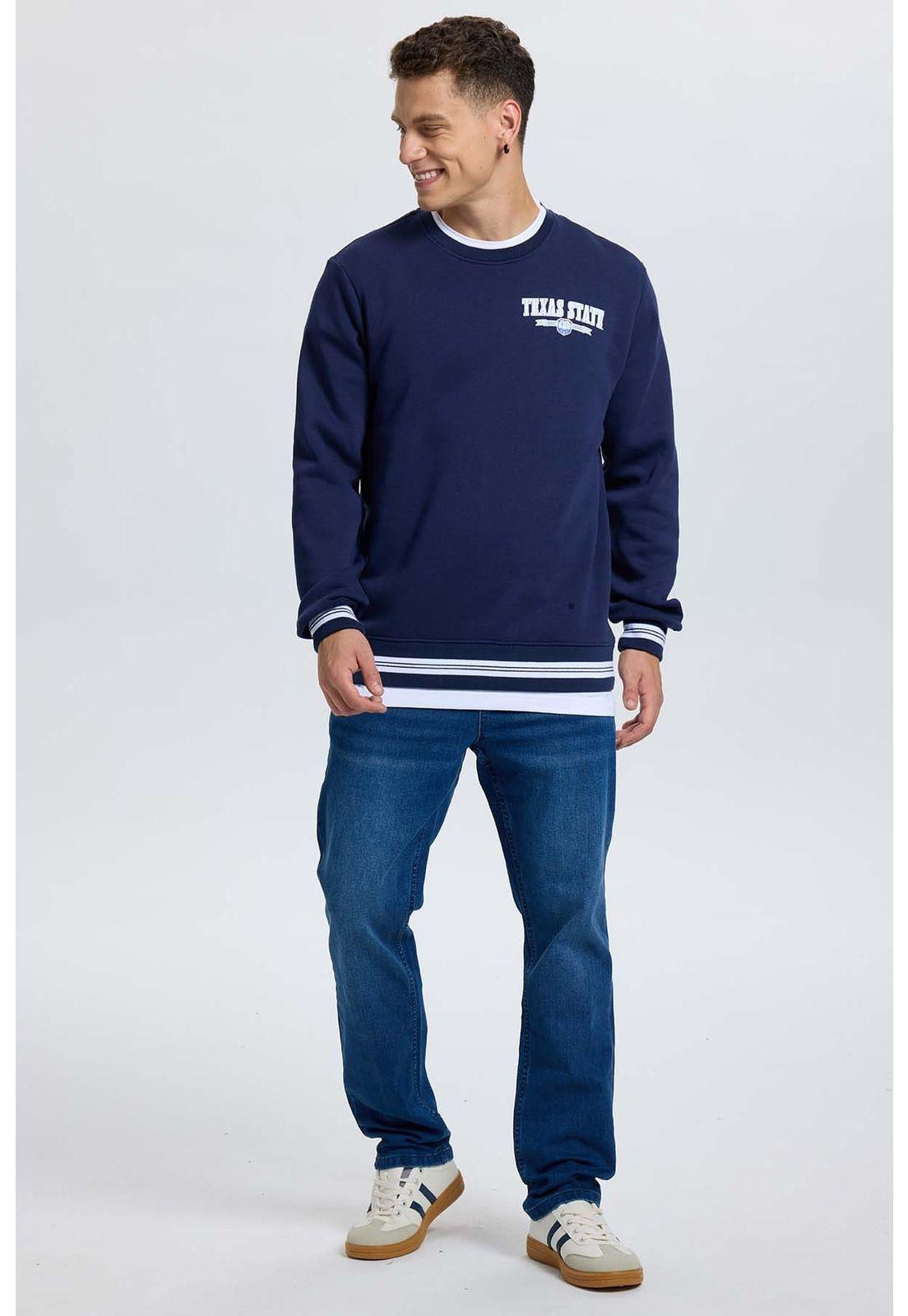 Polerón Hombre Print College Azul-3