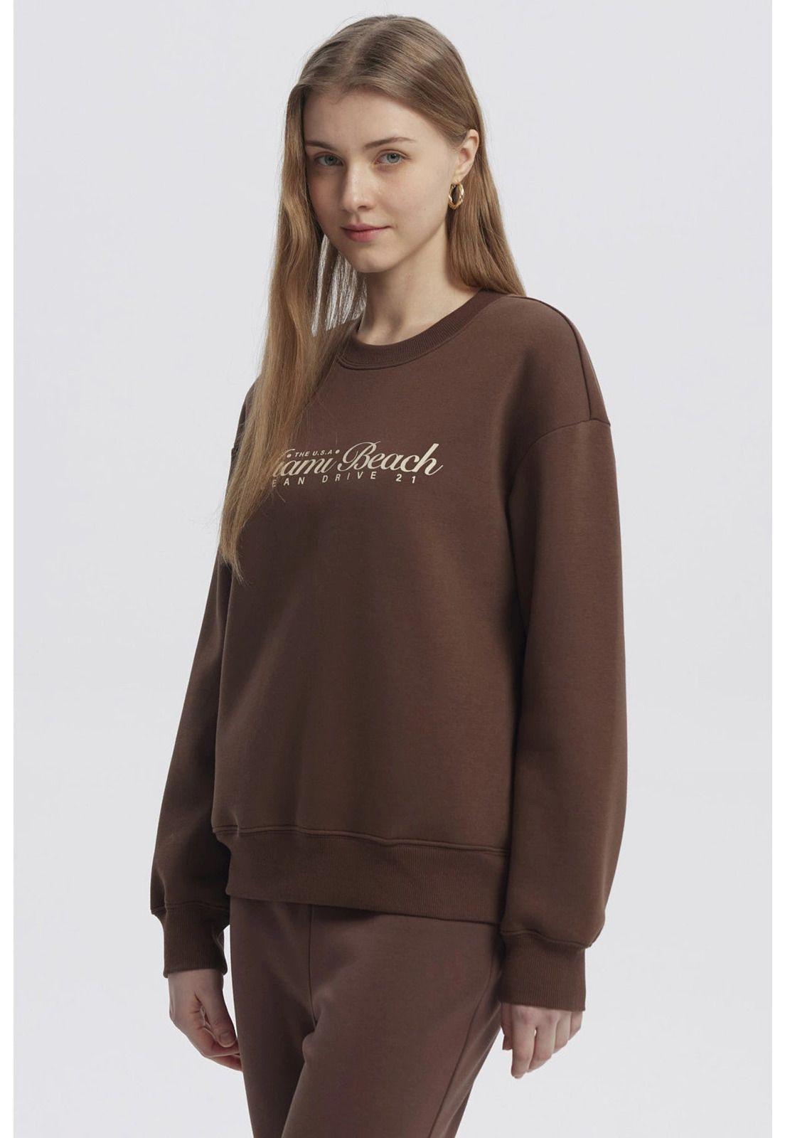 Polerón Mujer Canguro Print Café Oscuro - ll-1