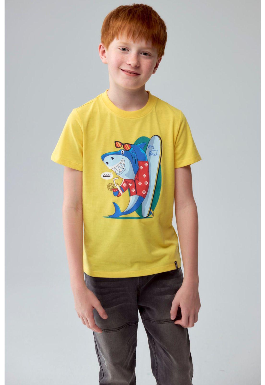 Polera Niño Básica Estampada Amarillo - lll-0