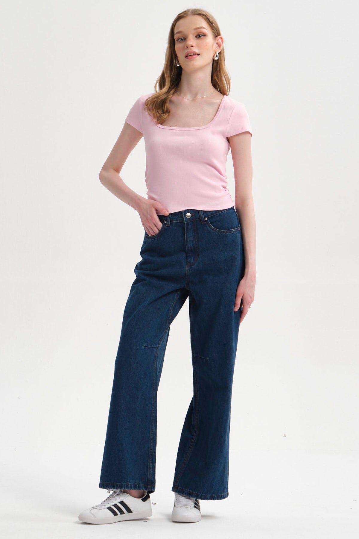 Polera Mujer Recogido Cropped Palo Rosa-3