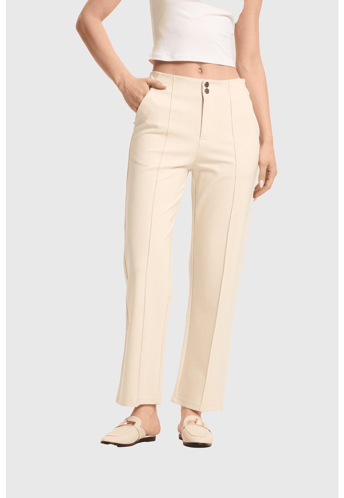 Pantalón Mujer 2 Botones Arena-0