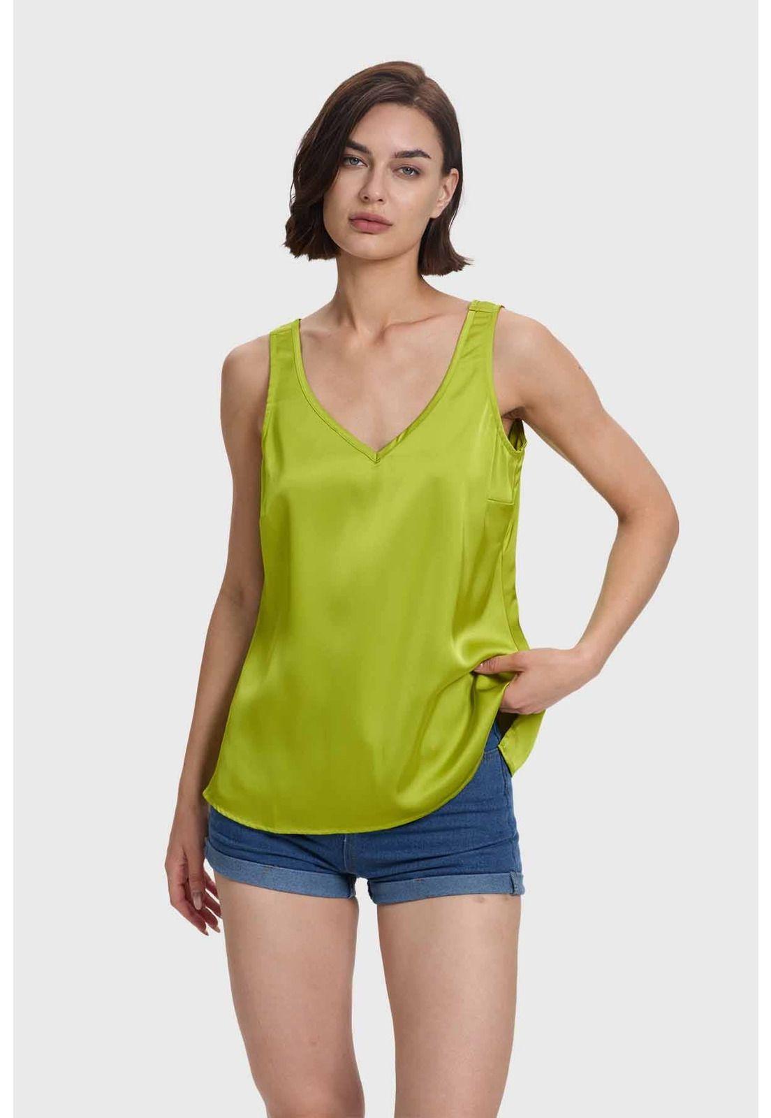 Blusa Mujer Satinada Verde-0