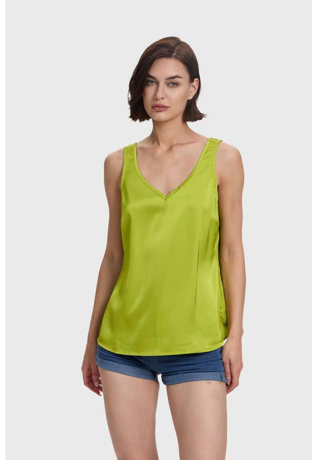 Blusa Mujer Satinada Verde-1