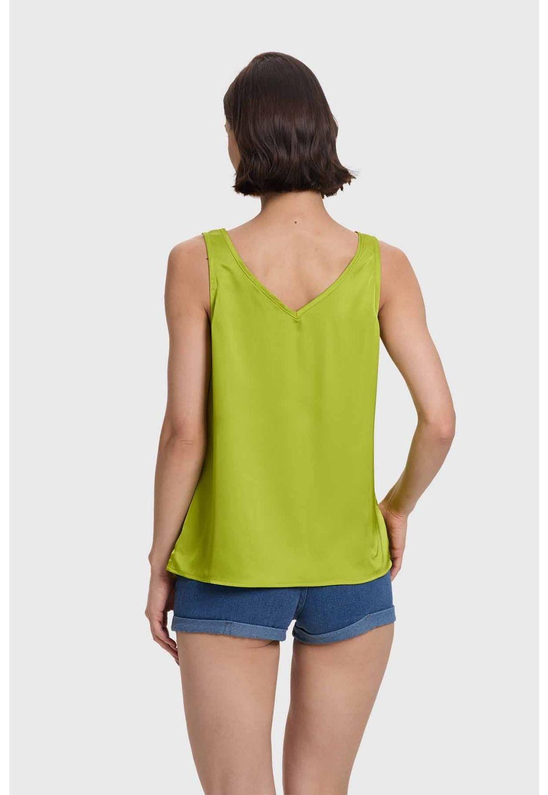 Blusa Mujer Satinada Verde-2