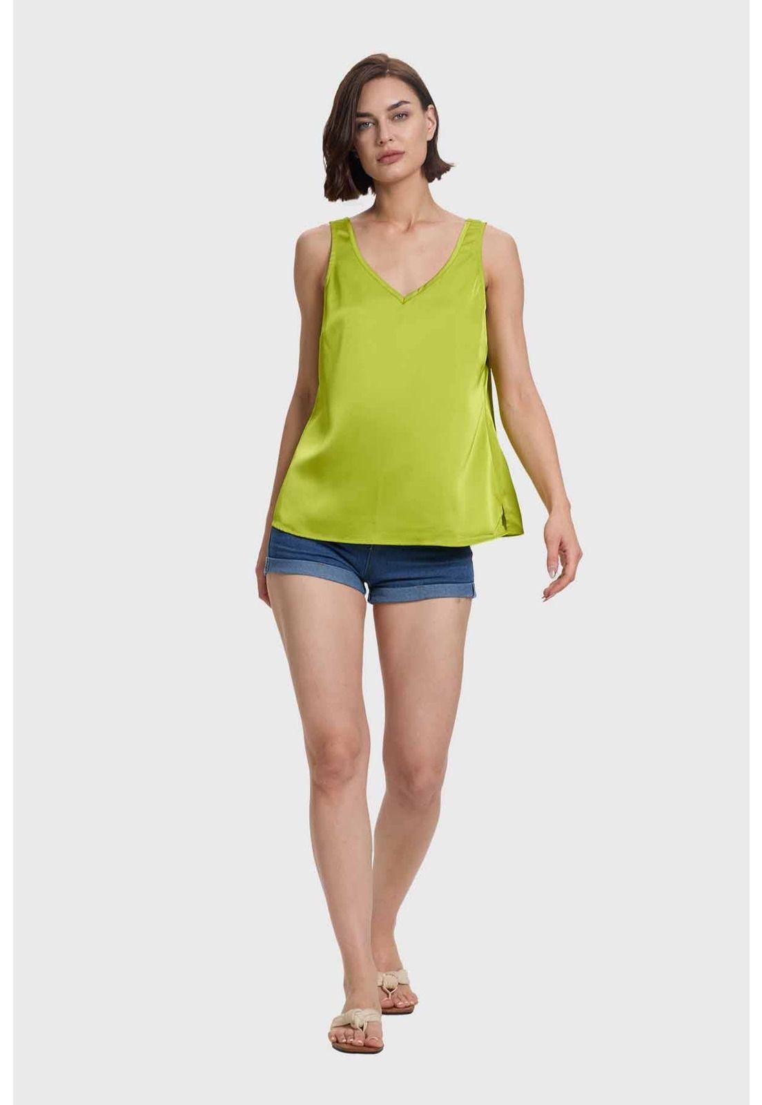Blusa Mujer Satinada Verde-3
