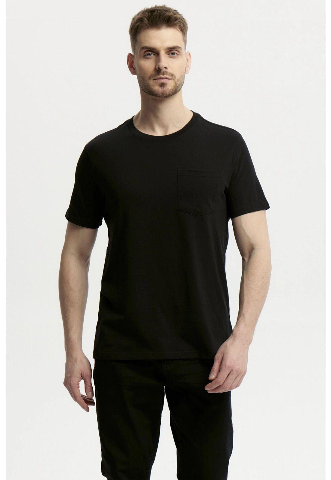 Polera Hombre Básica Con Bolsillo Negro - lV-0