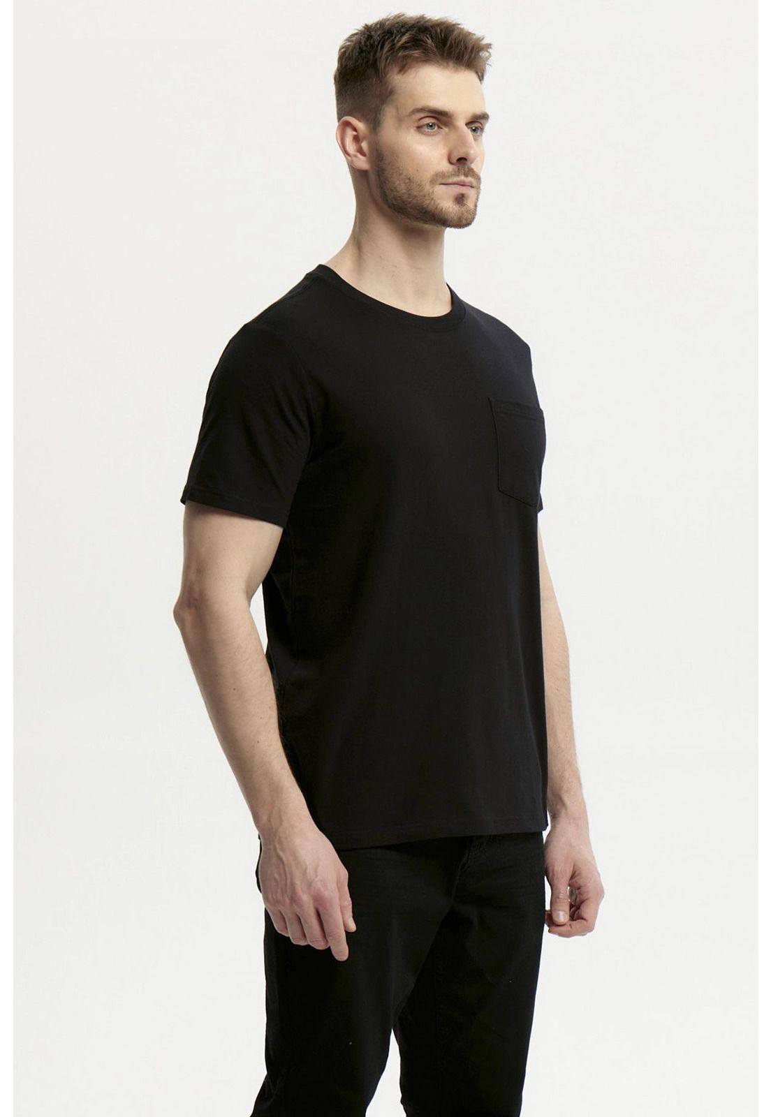 Polera Hombre Básica Con Bolsillo Negro - lV-1