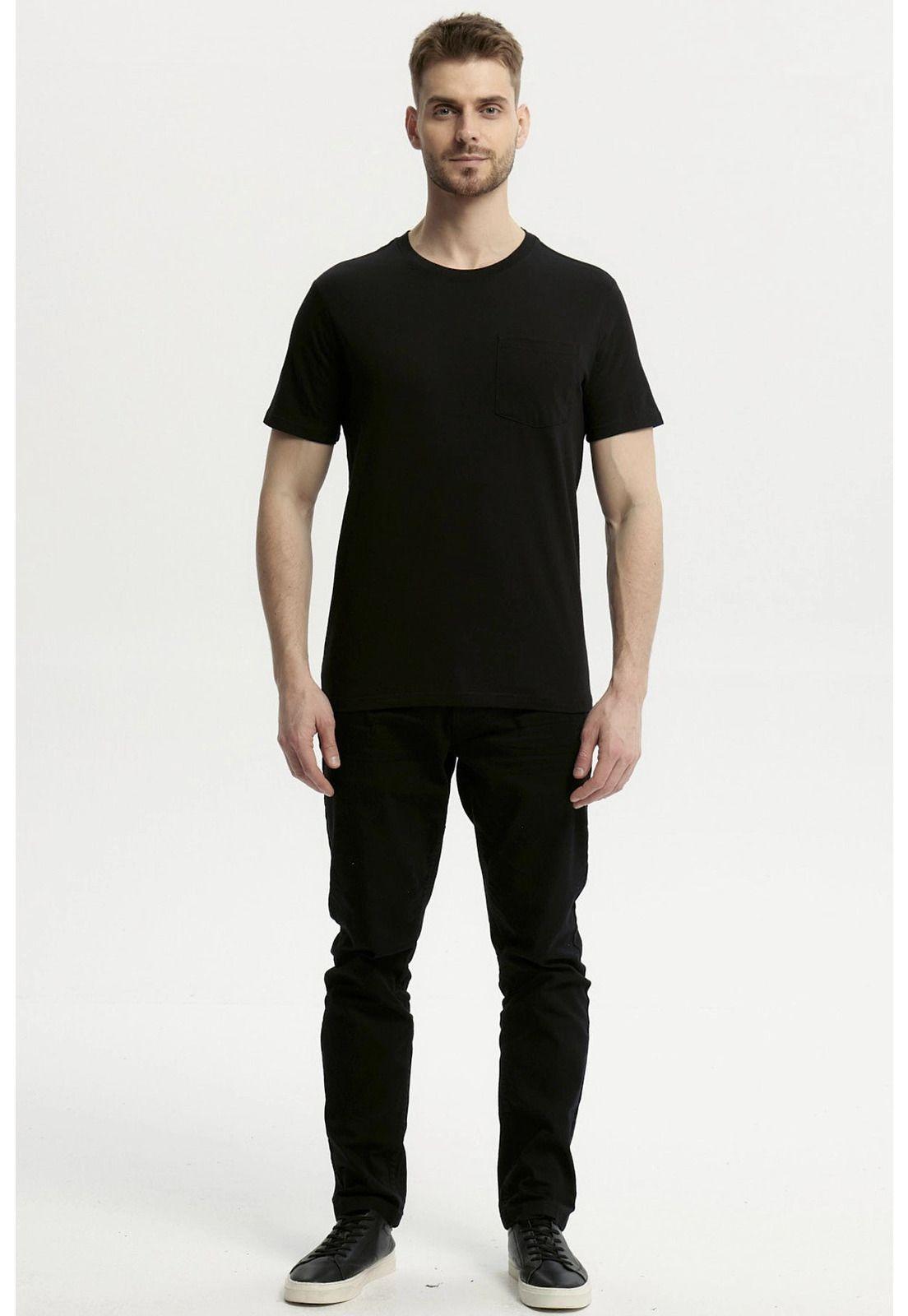 Polera Hombre Básica Con Bolsillo Negro - lV-3