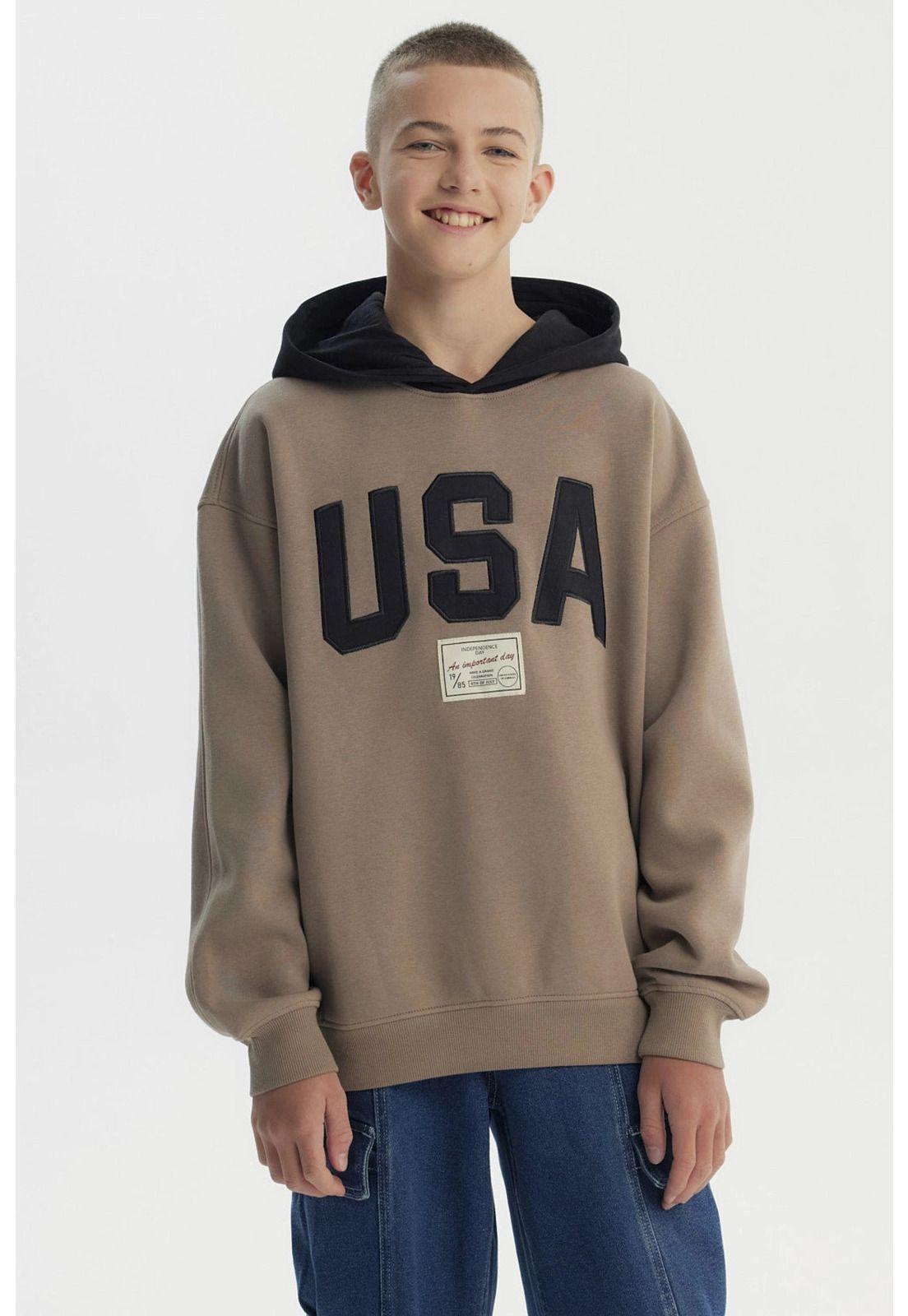 Polerón Niño Clásico Manga Caida Café-0