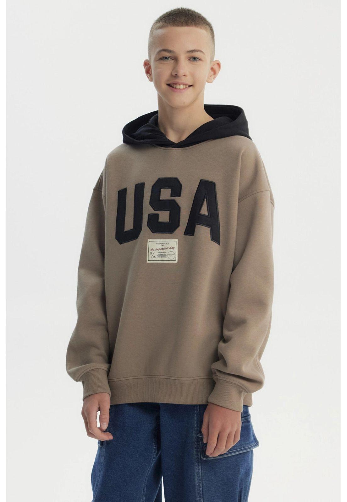 Polerón Niño Clásico Manga Caida Café-1