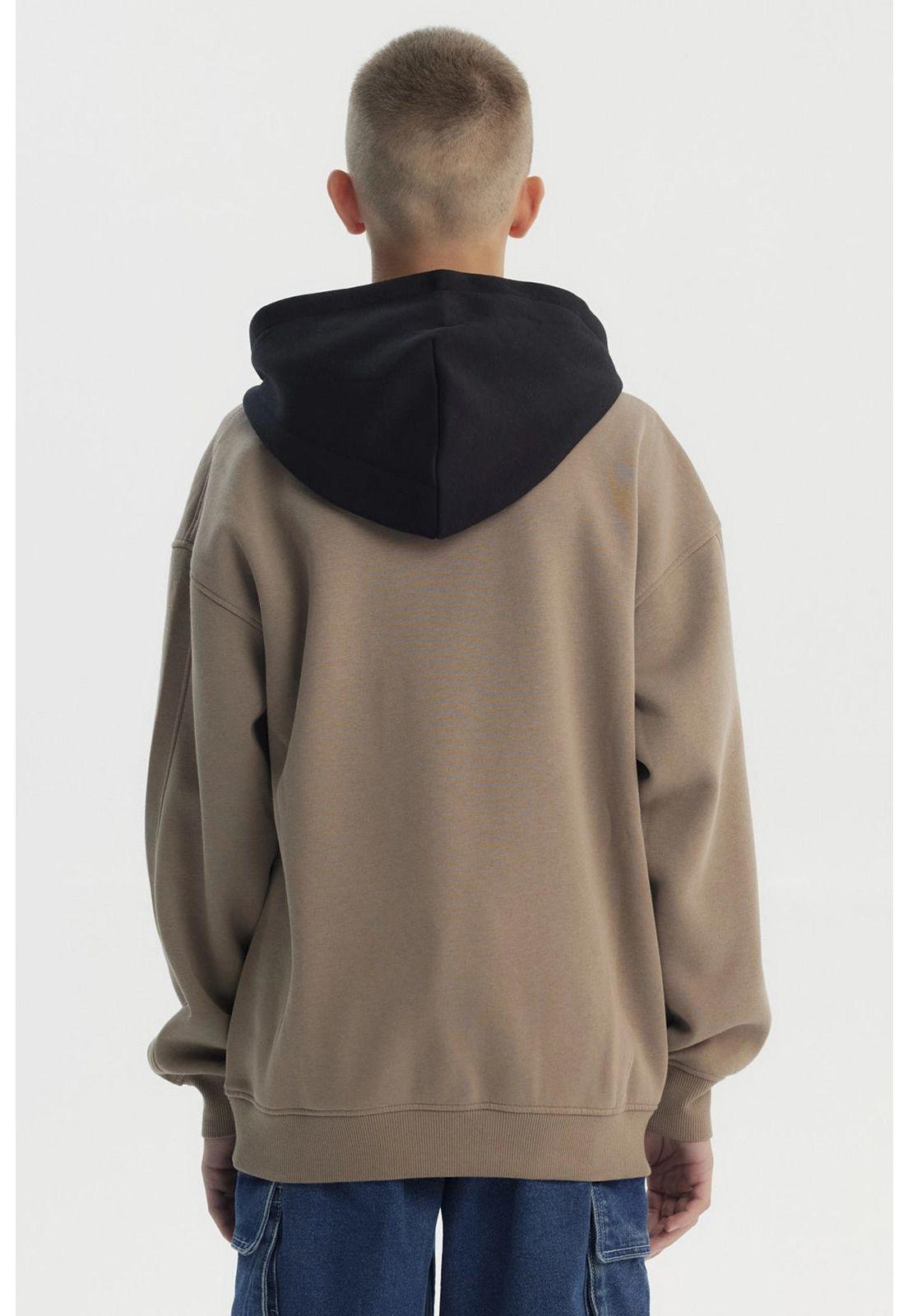 Polerón Niño Clásico Manga Caida Café-2