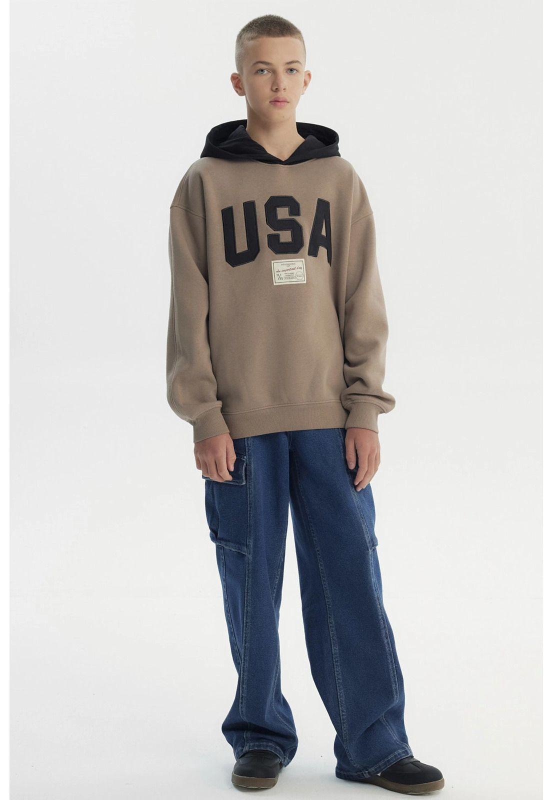 Polerón Niño Clásico Manga Caida Café-3