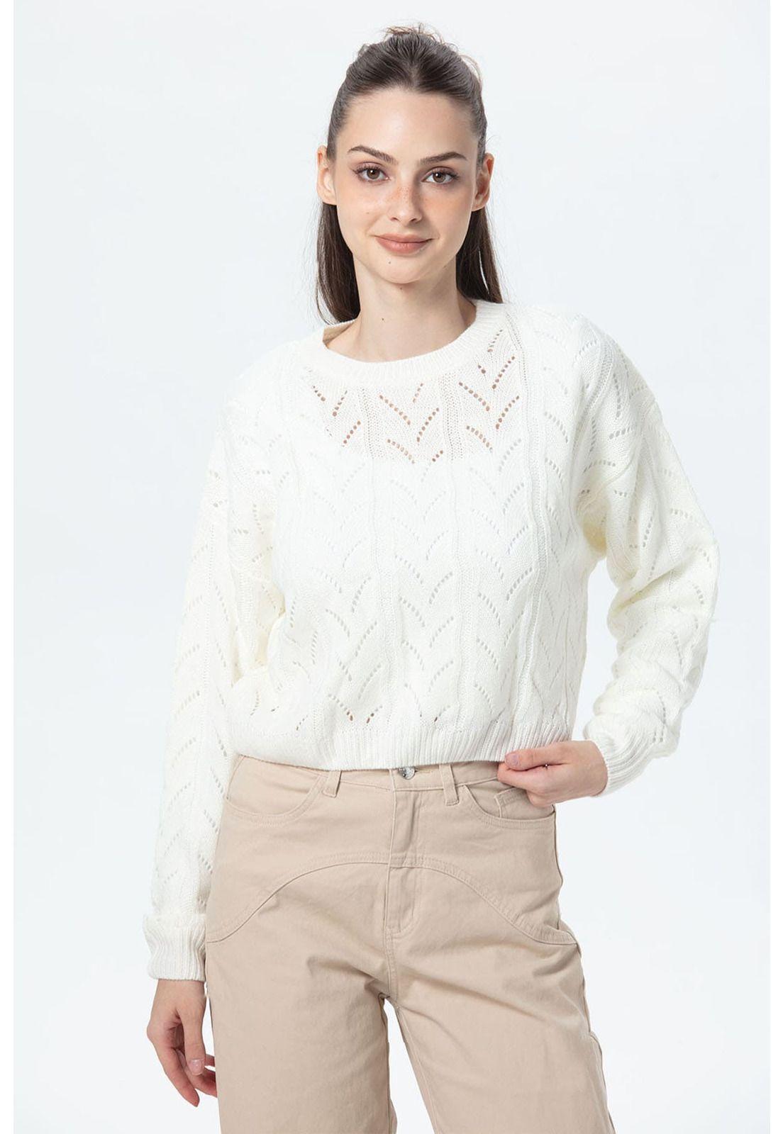 Sweater Mujer Calado Crudo - lV-0