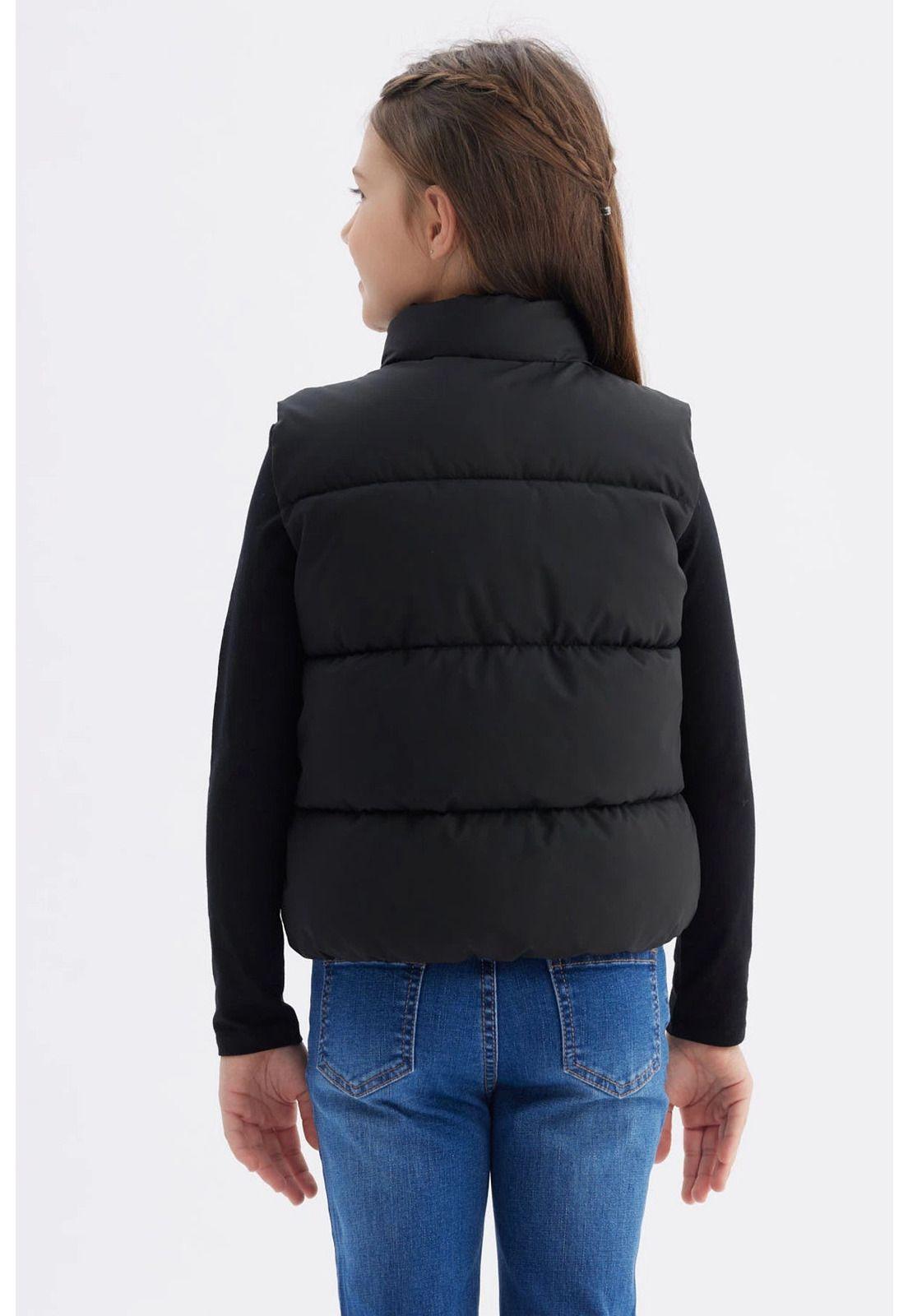 Parka Niña Cuello Con Cierre Negro - ll-2