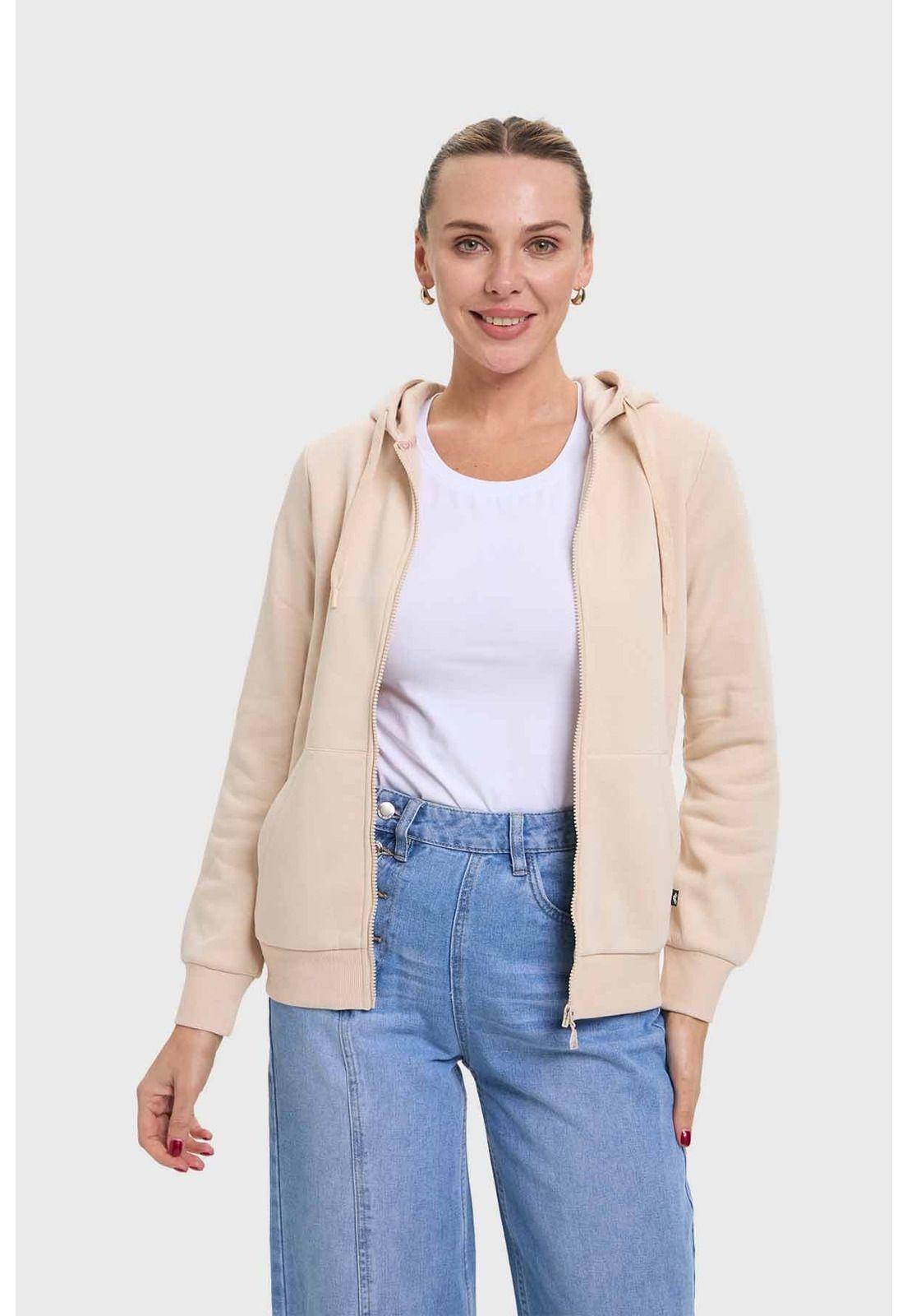 Polerón Mujer Hoodie Beige - ll-1