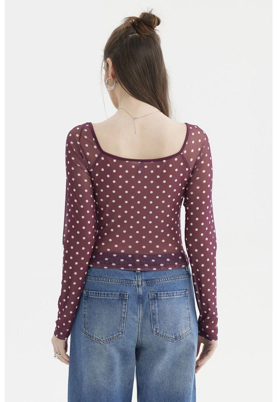 Polera Mujer Escote Recogido Burdeo-2