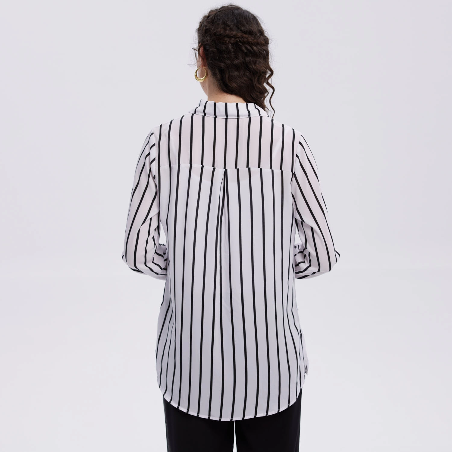 Blusa Mujer Abotonada Blanco / Negro-2