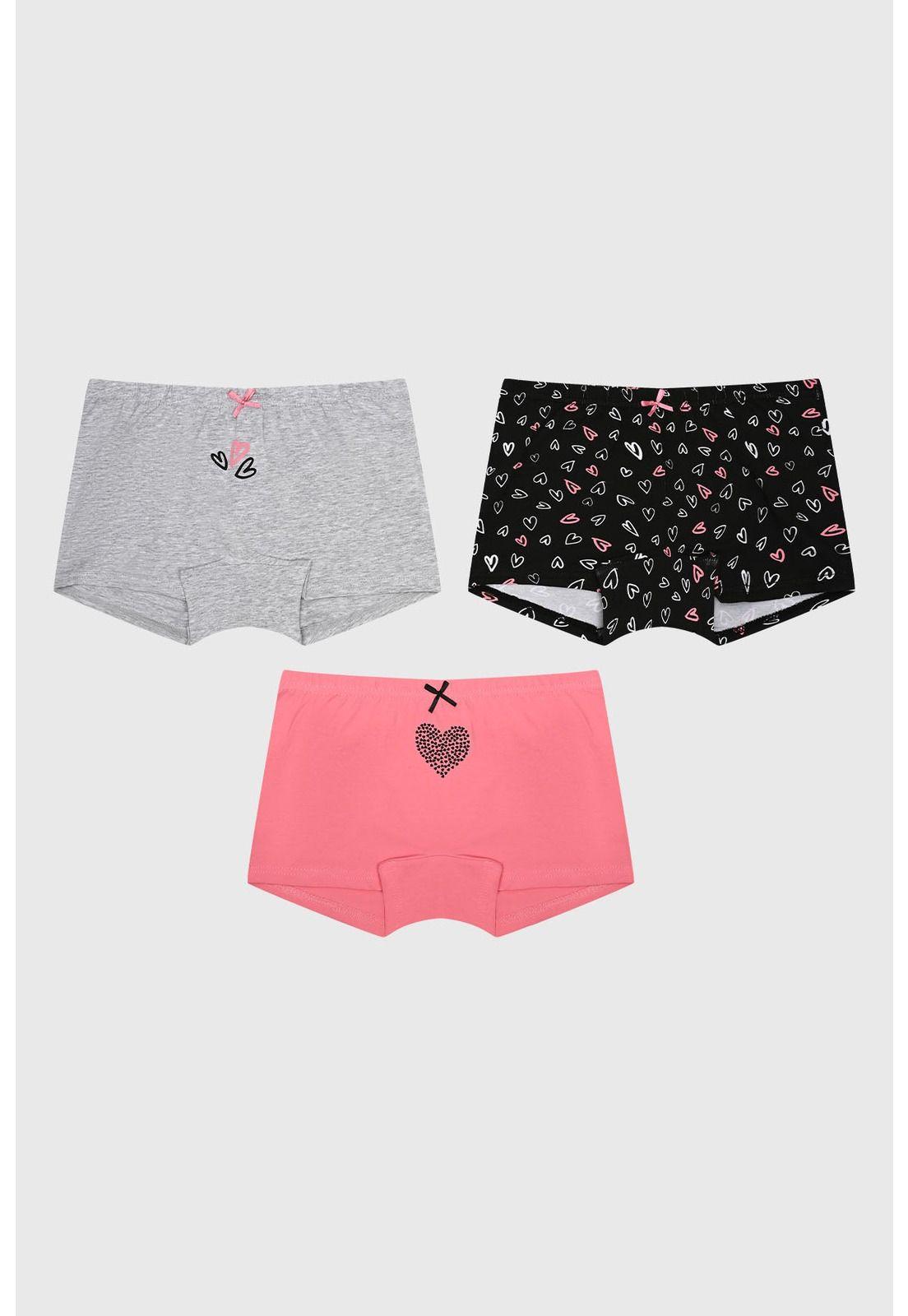 Calzón Niña Tripack Full Print Negro-0