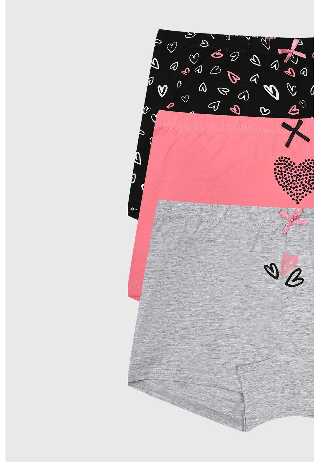 Calzón Niña Tripack Full Print Negro-1