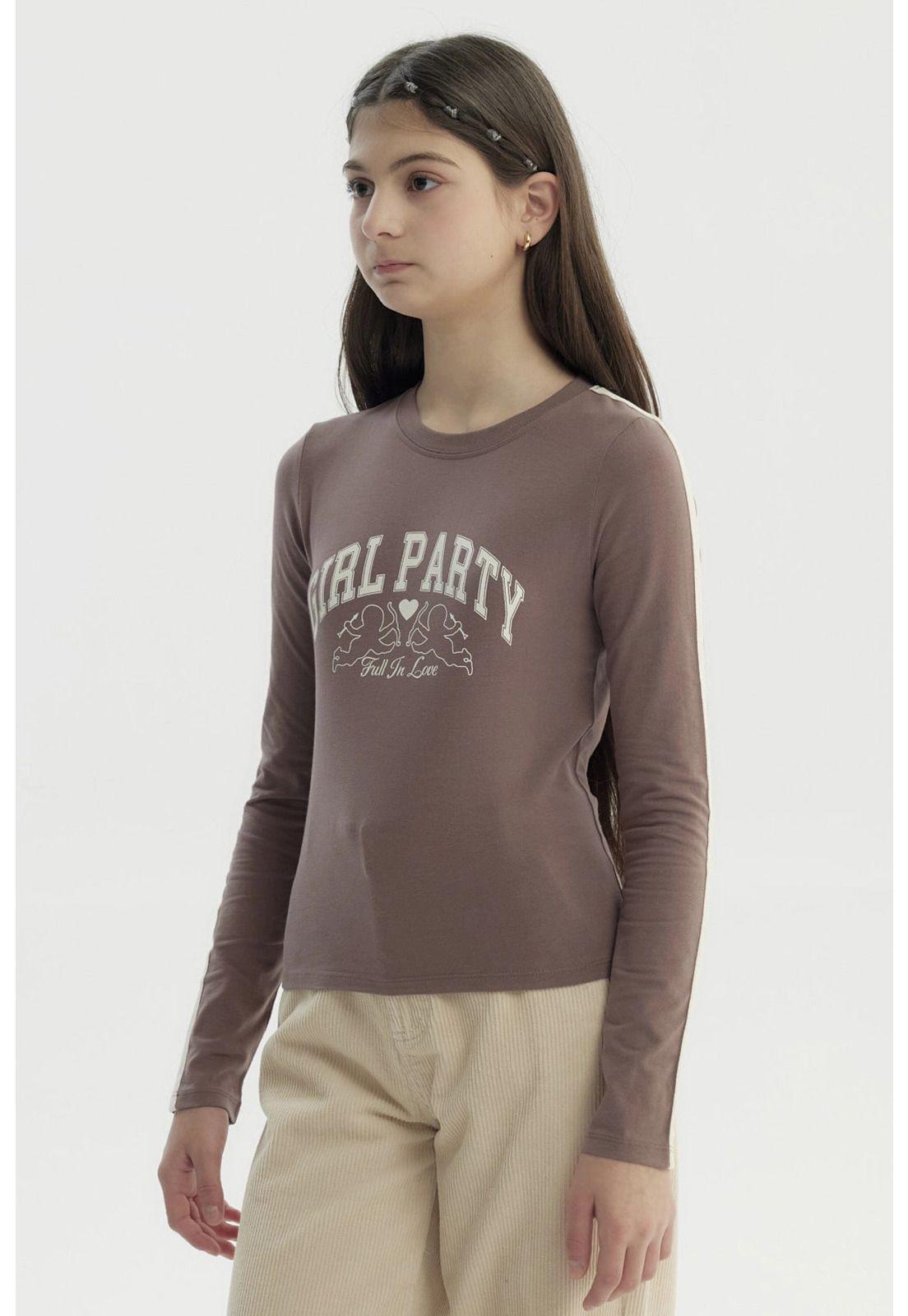Polera Niña Slim Café Claro-1