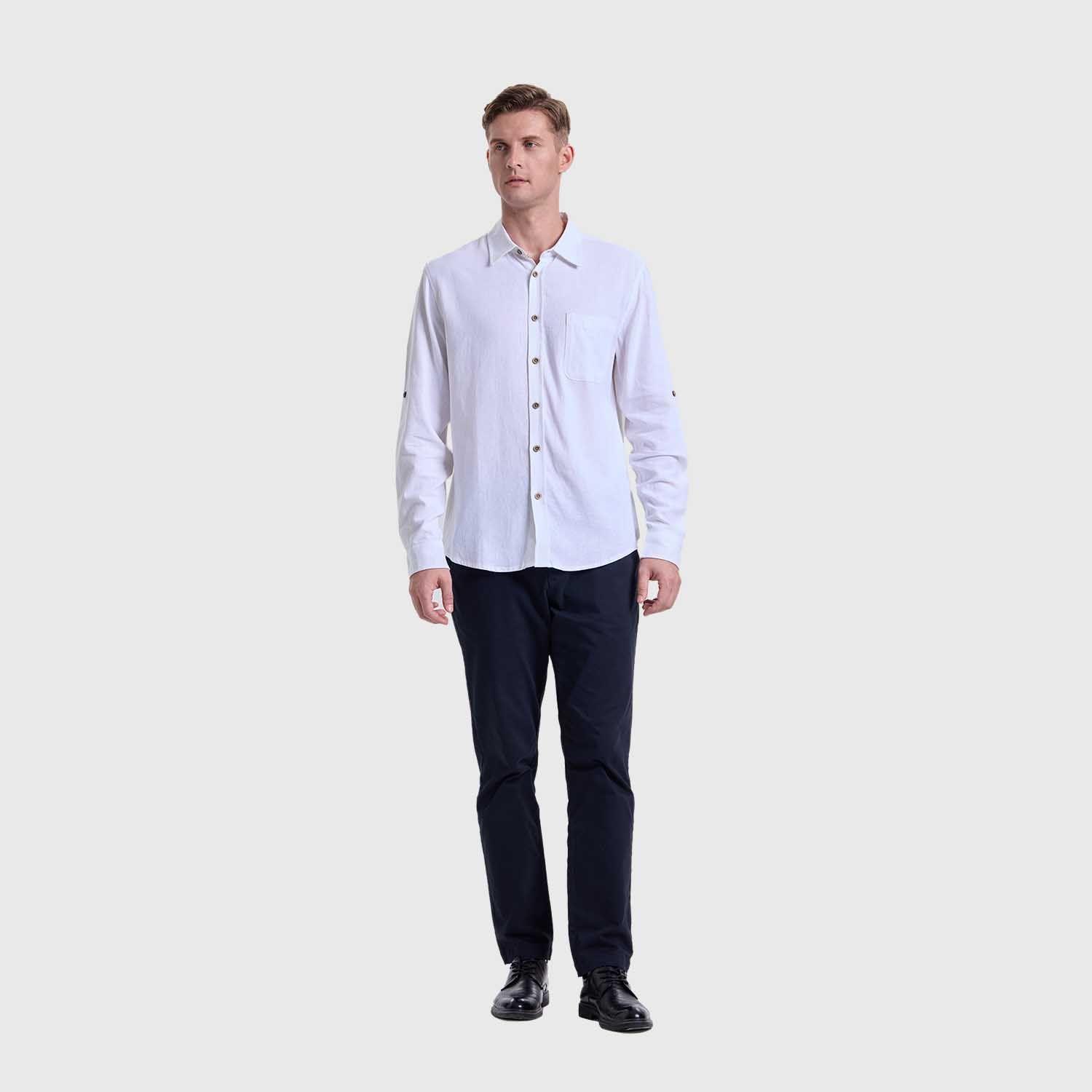 Camisa Hombre Lino Blanco Fashions Park-3