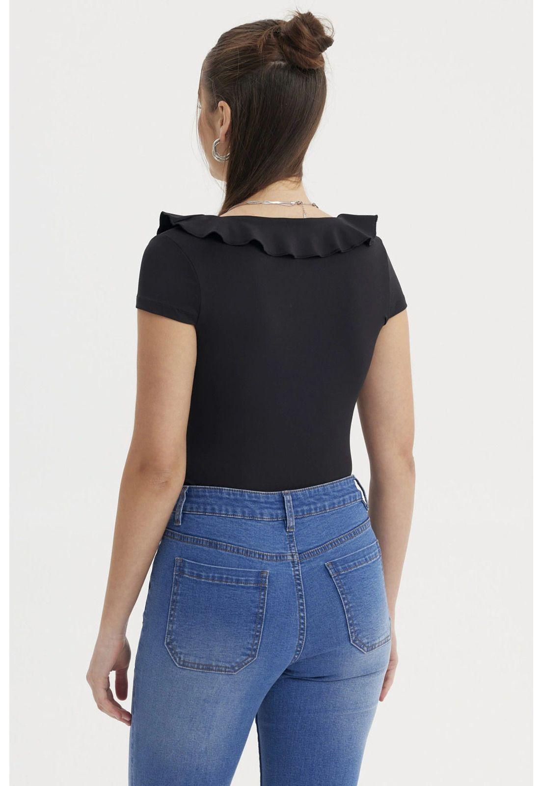 Polera Mujer Con Vuelos Negro-2