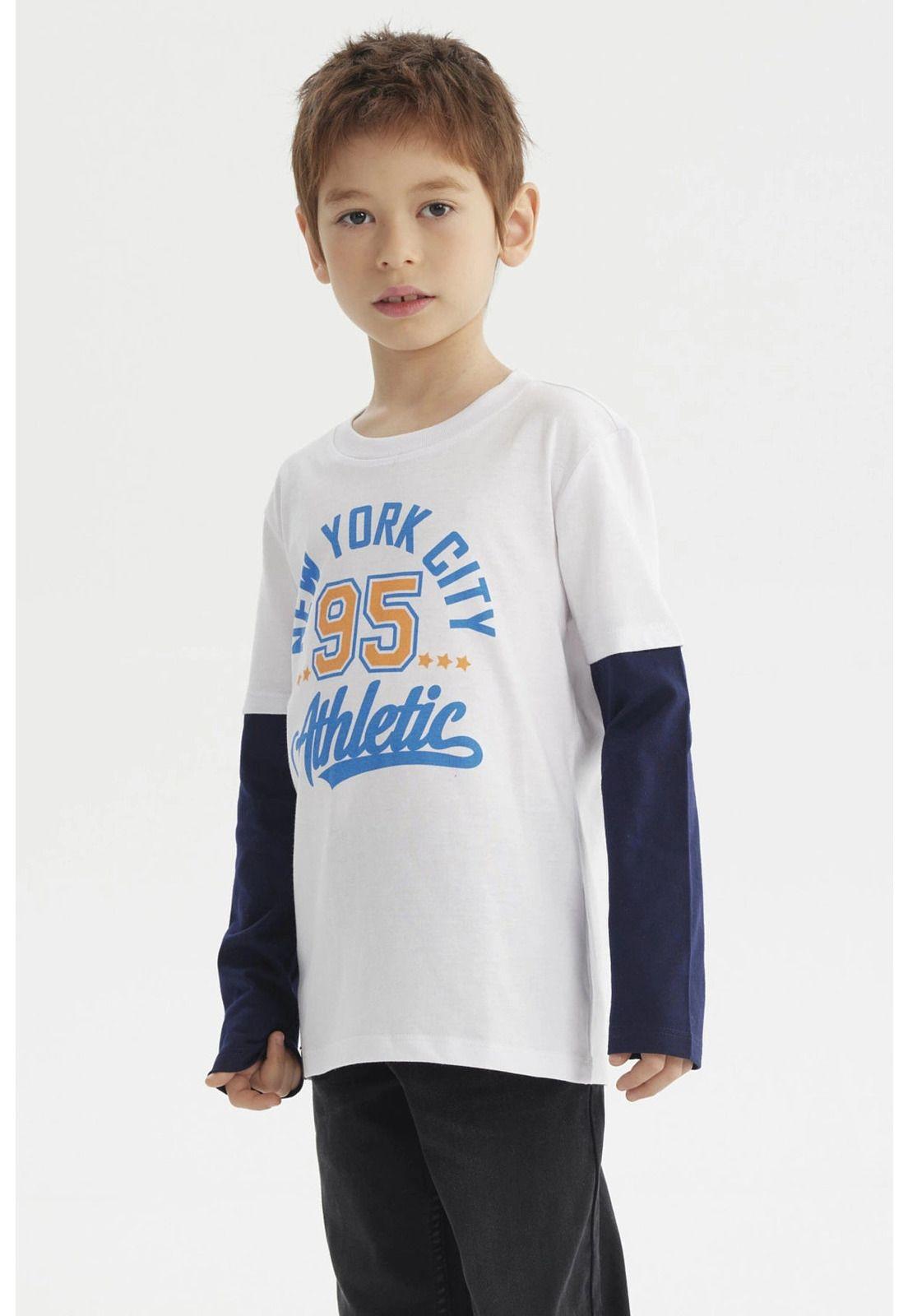 Polera Niño Básica Print Blanco-1