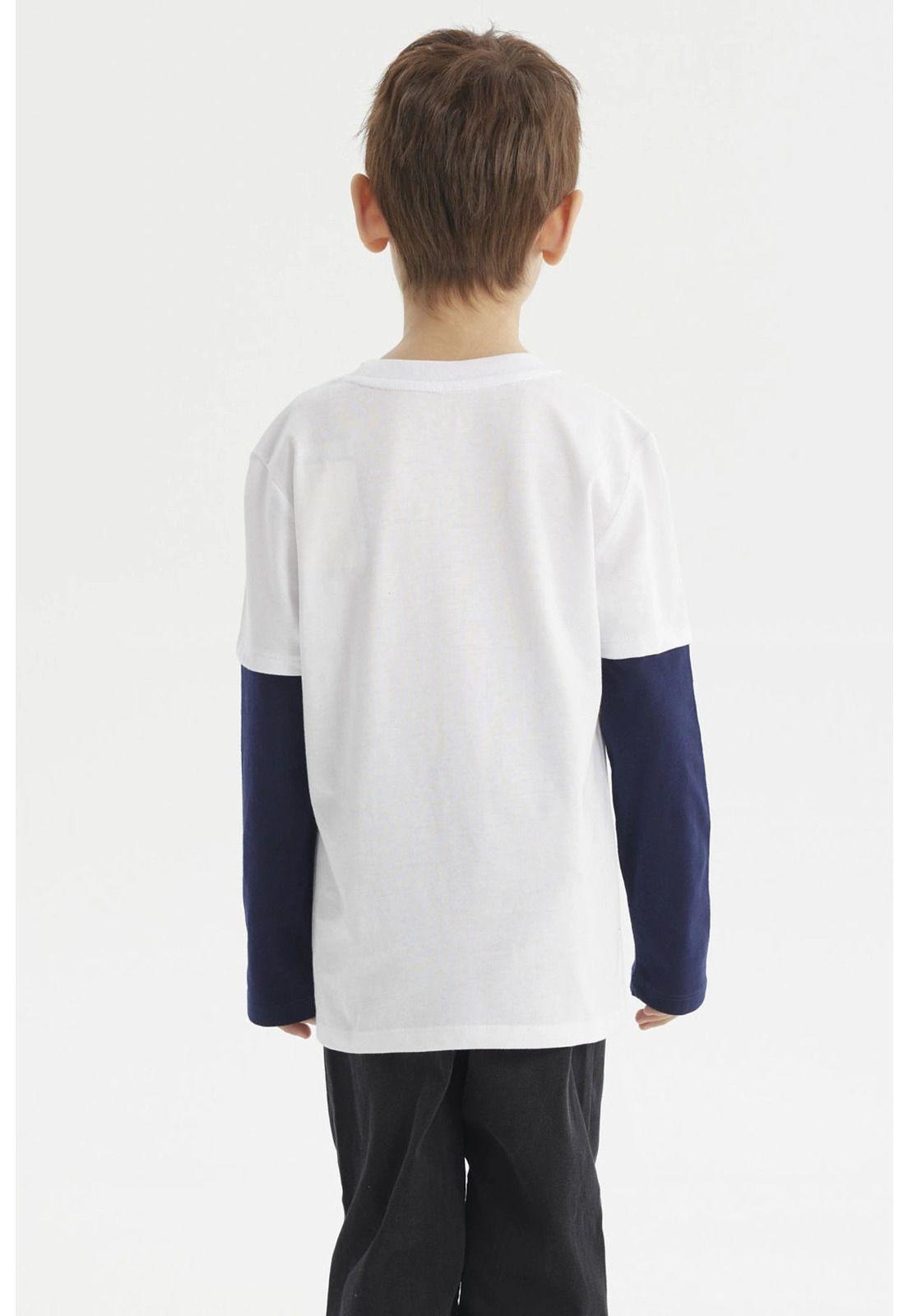 Polera Niño Básica Print Blanco-2