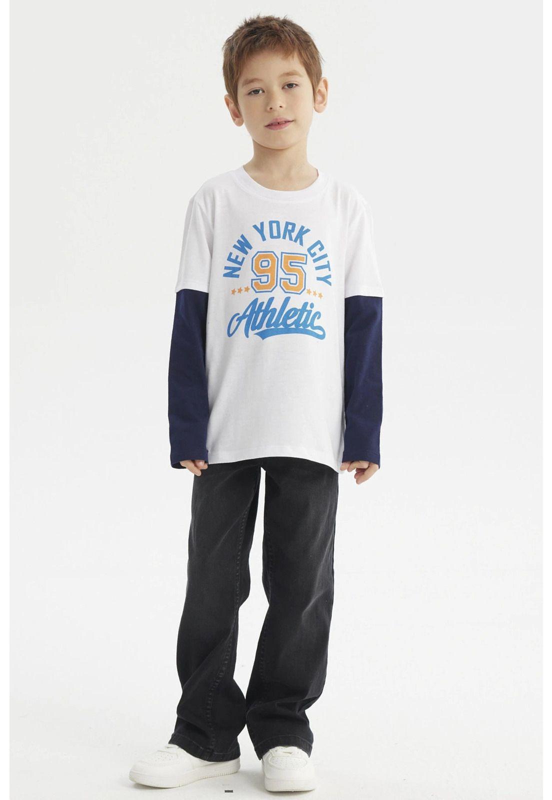 Polera Niño Básica Print Blanco-3