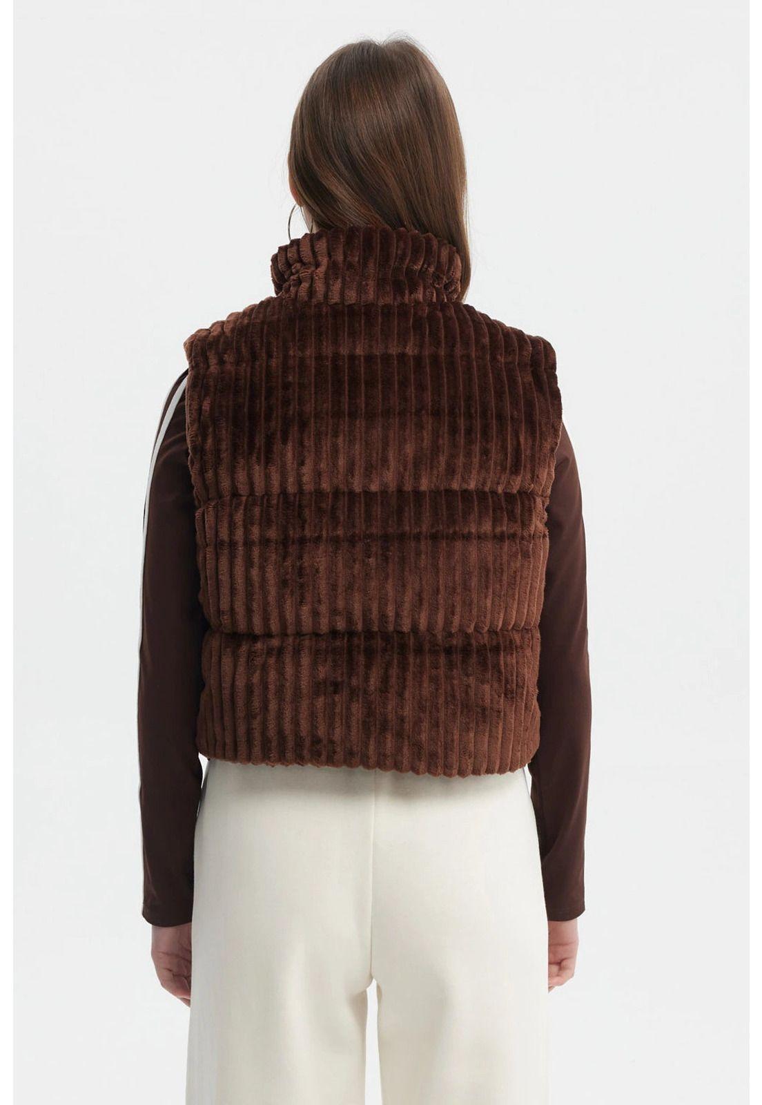 Parka Mujer Sin Mangas Polar Café Oscuro-2