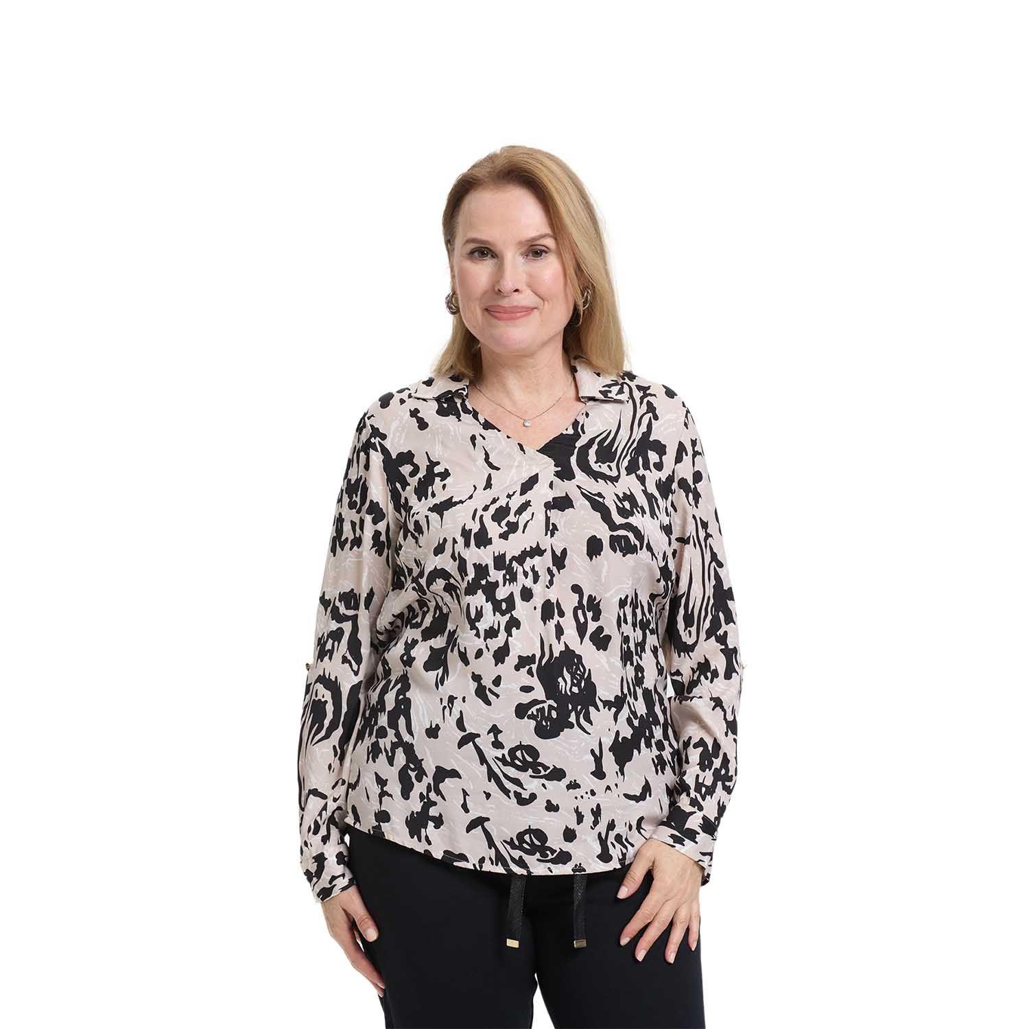 Blusa Mujer Lisa Estampada Beige Oscuro Fashion's Park-0