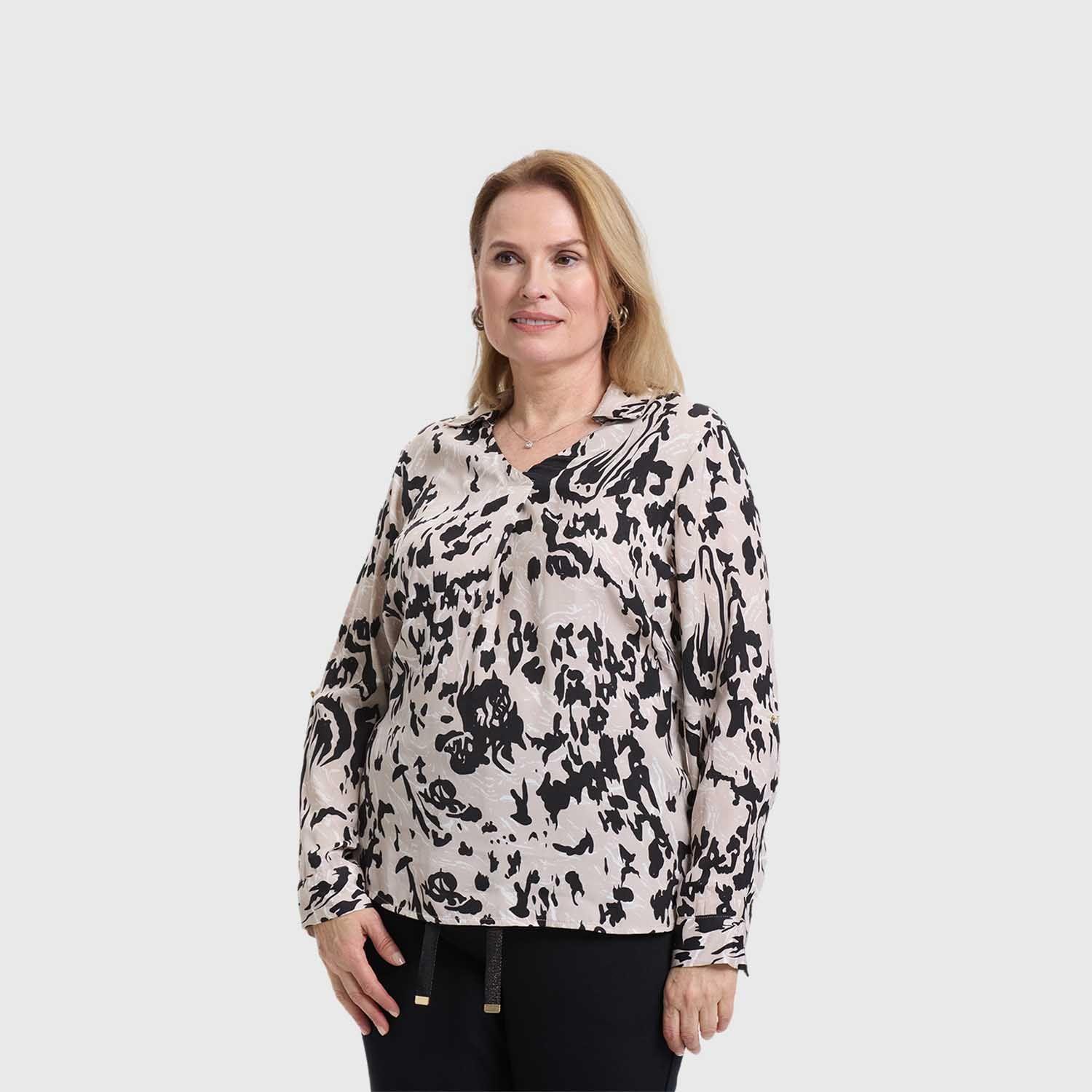 Blusa Mujer Lisa Estampada Beige Oscuro Fashion's Park-1