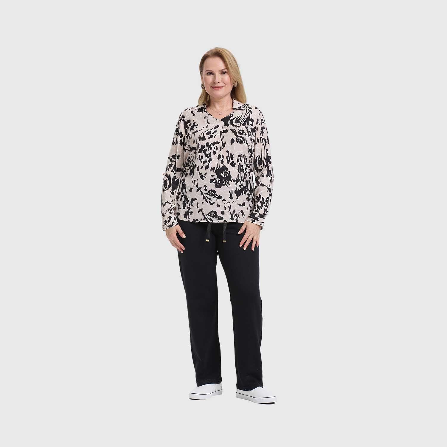 Blusa Mujer Lisa Estampada Beige Oscuro Fashion's Park-3