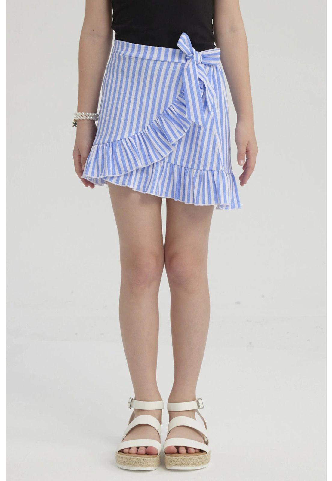 Falda Niña Short Full Print Celeste-0