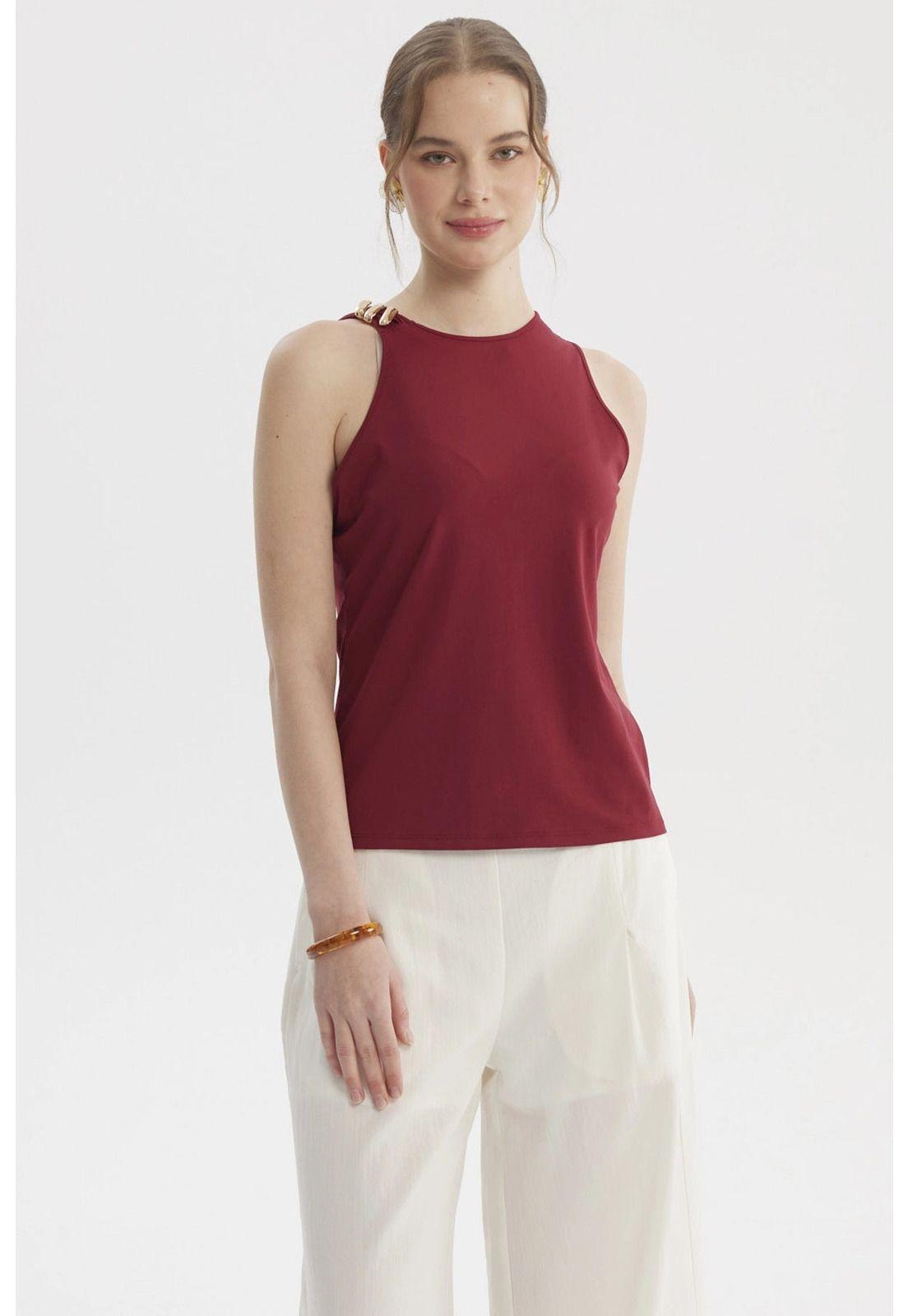 Peto Mujer Aplicación Metálica Burdeo-0