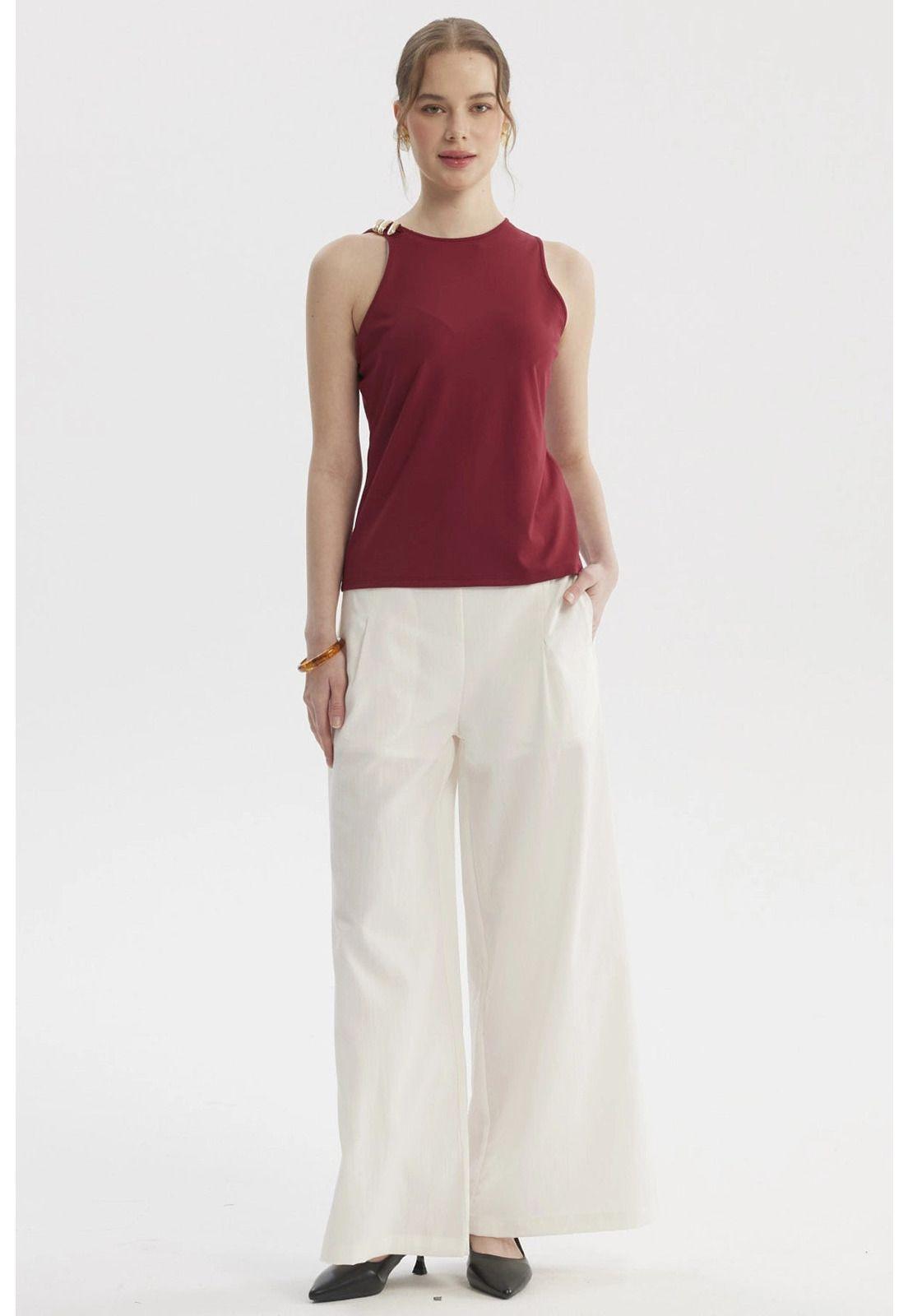 Peto Mujer Aplicación Metálica Burdeo-3