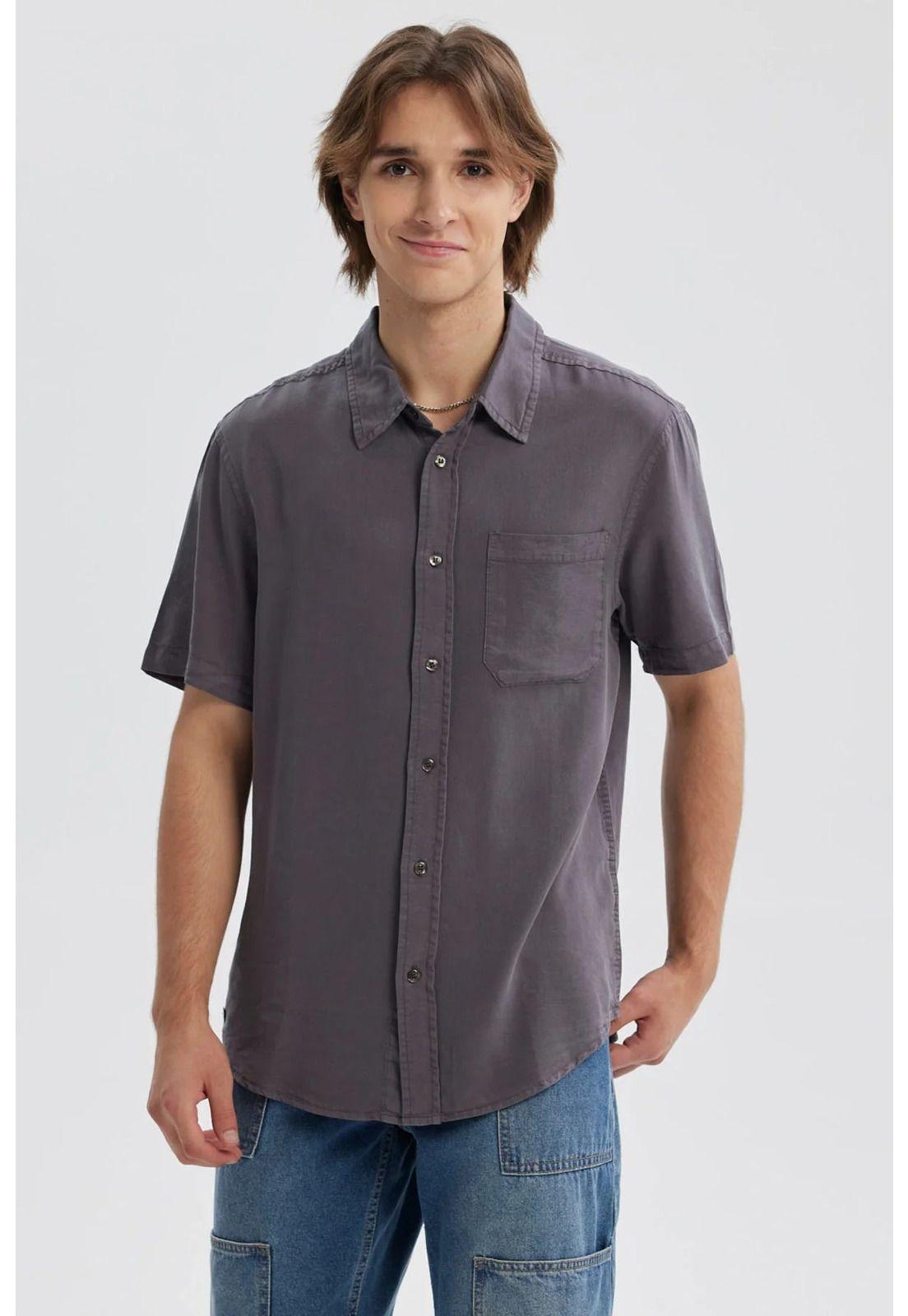 Camisa Hombre Lyocell Gris Oscuro-0