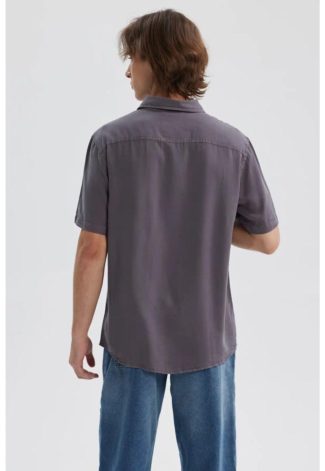 Camisa Hombre Lyocell Gris Oscuro-2