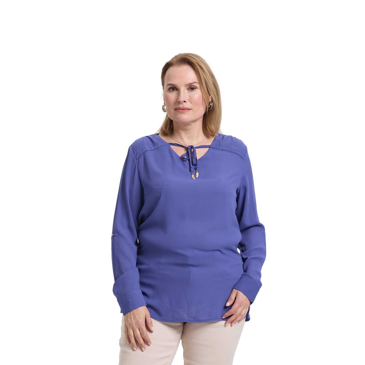 Blusa Mujer Crep Lisa Estmpada Azul Fashion's Park-0