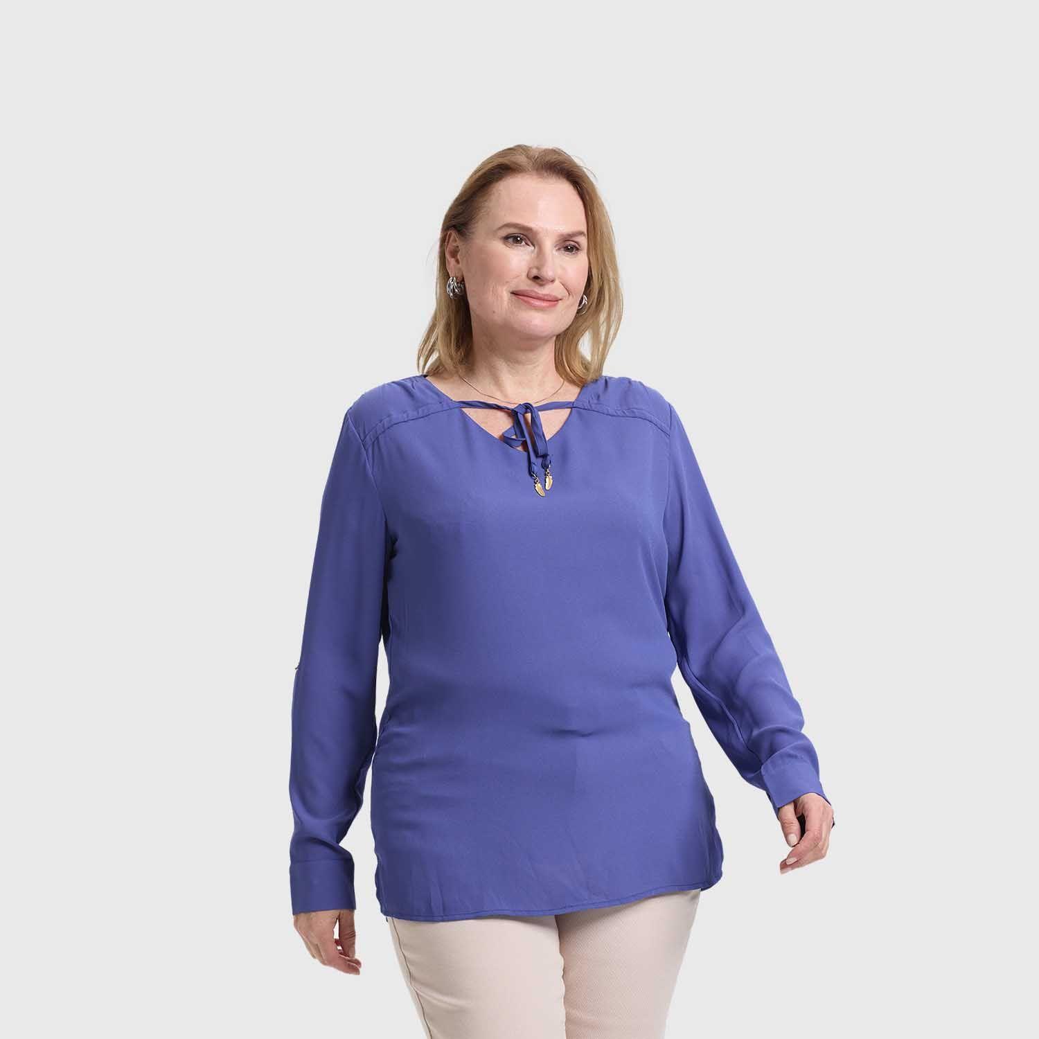 Blusa Mujer Crep Lisa Estmpada Azul Fashion's Park-1